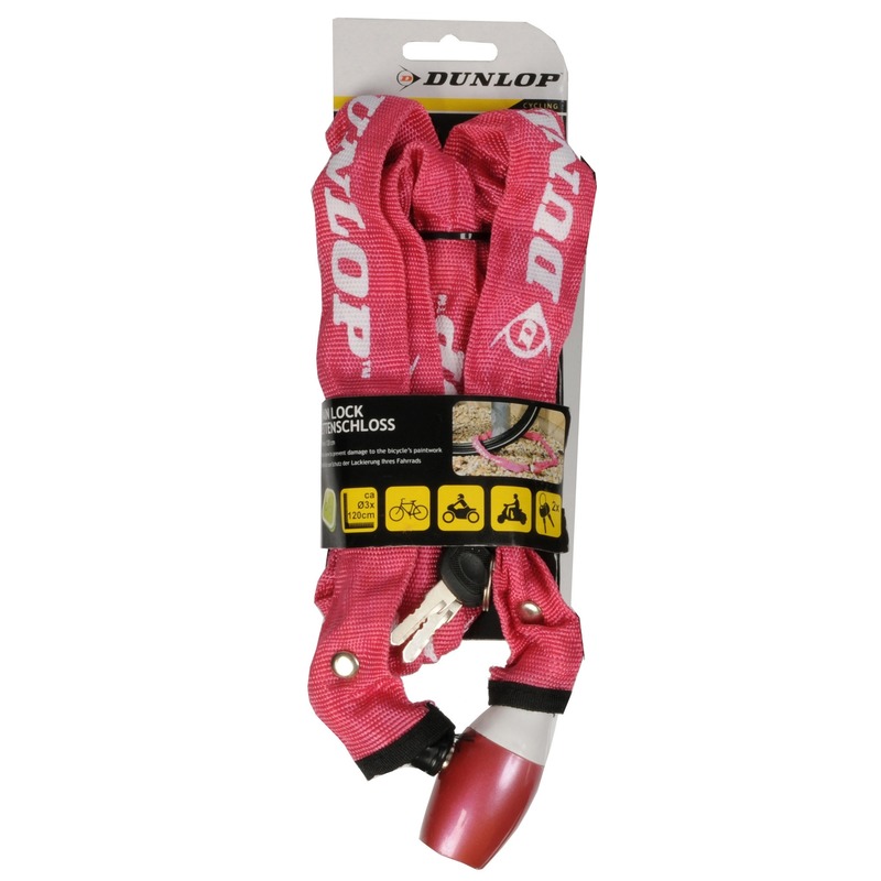 Dunlop Kettingslot roze 120 cm 2 sleutels