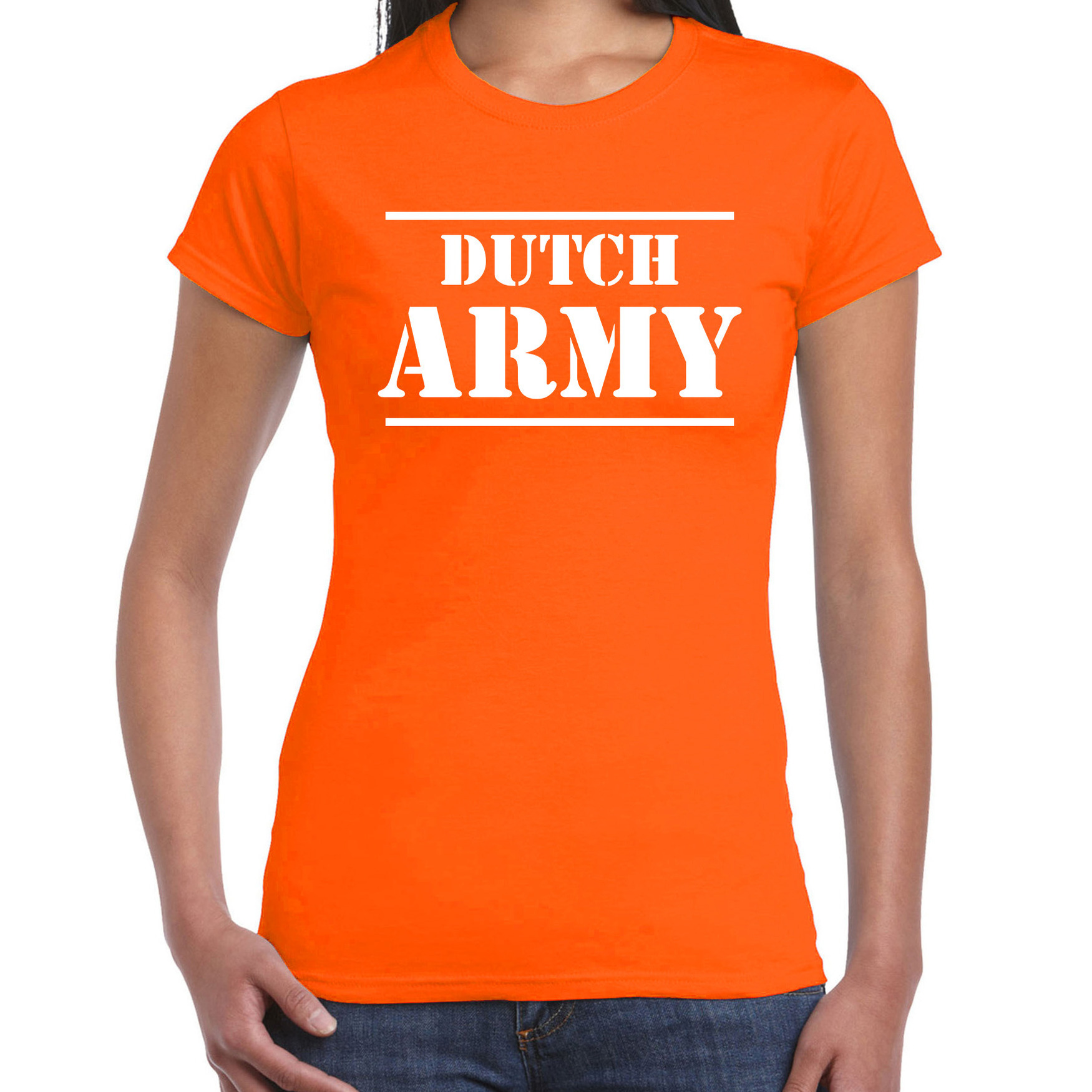 Dutch army-Nederlands leger supporter-fan t-shirt oranje voor dames EK-WK-Race