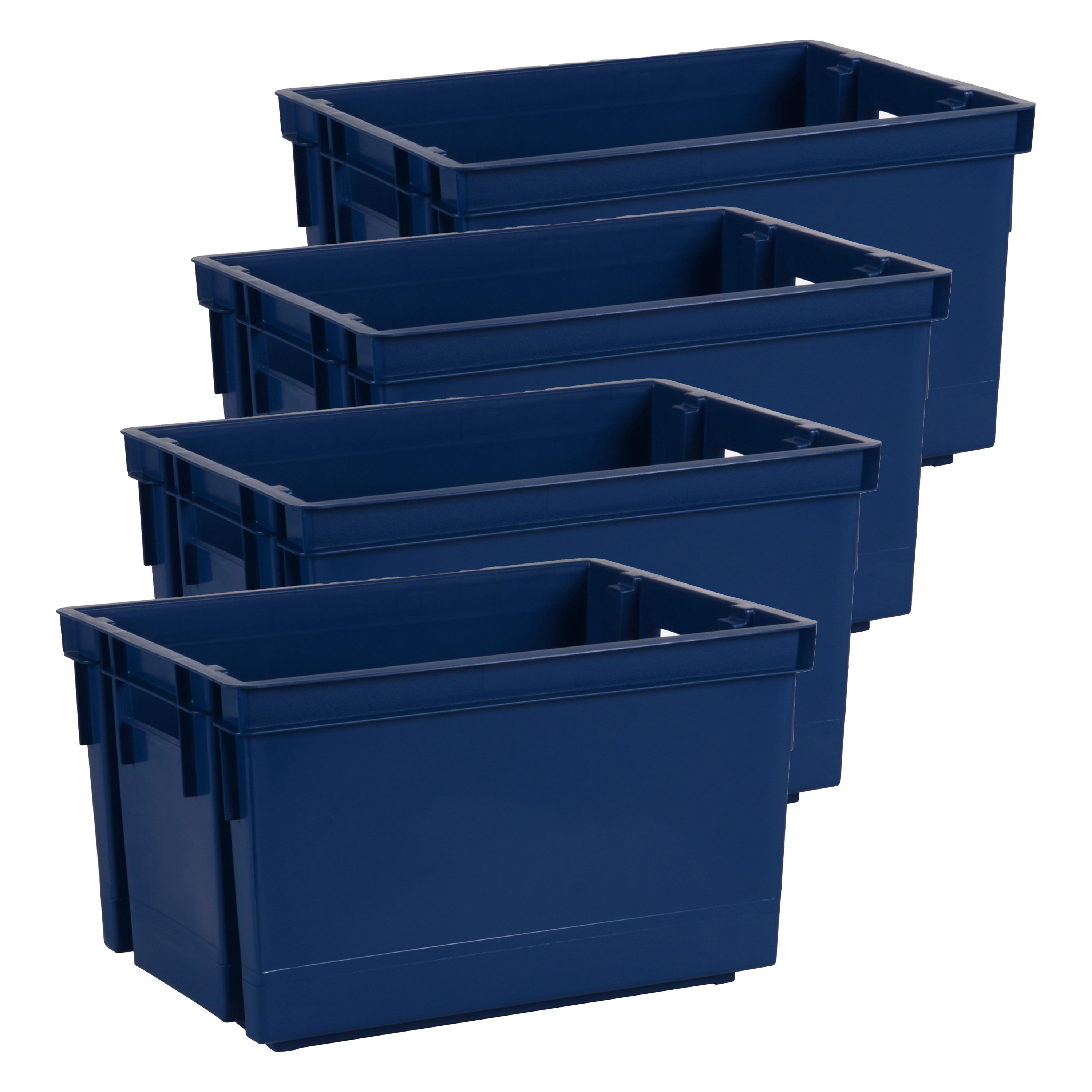EDA Opbergbox-opbergkrat 20 L 12x blauw kunststof 39 x 29 x 23 stapelbaar-nestbaar