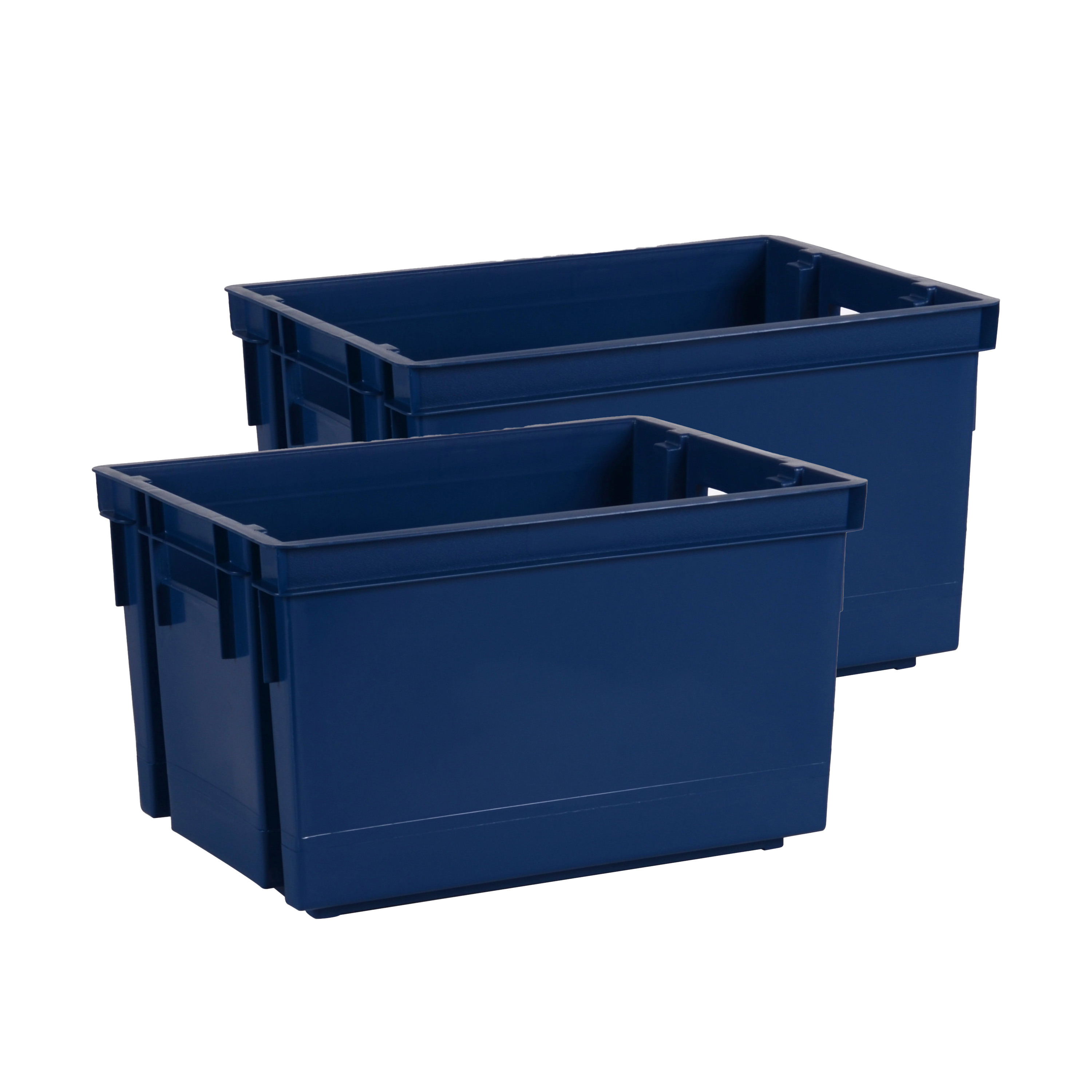 EDA Opbergbox-opbergkrat 20 L 2x blauw kunststof 39 x 29 x 23 stapelbaar-nestbaar