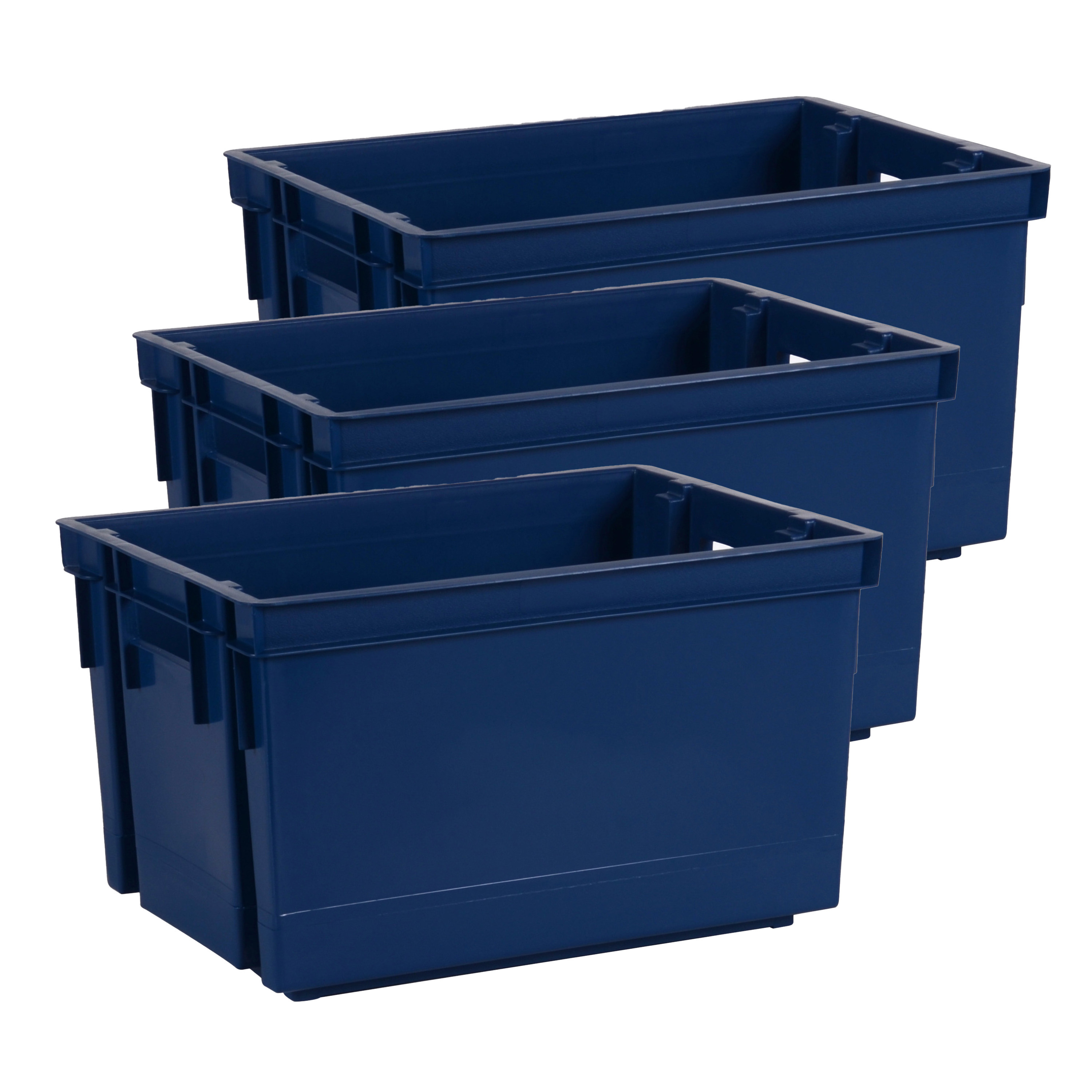 EDA Opbergbox-opbergkrat 20 L 6x blauw kunststof 39 x 29 x 23 stapelbaar-nestbaar