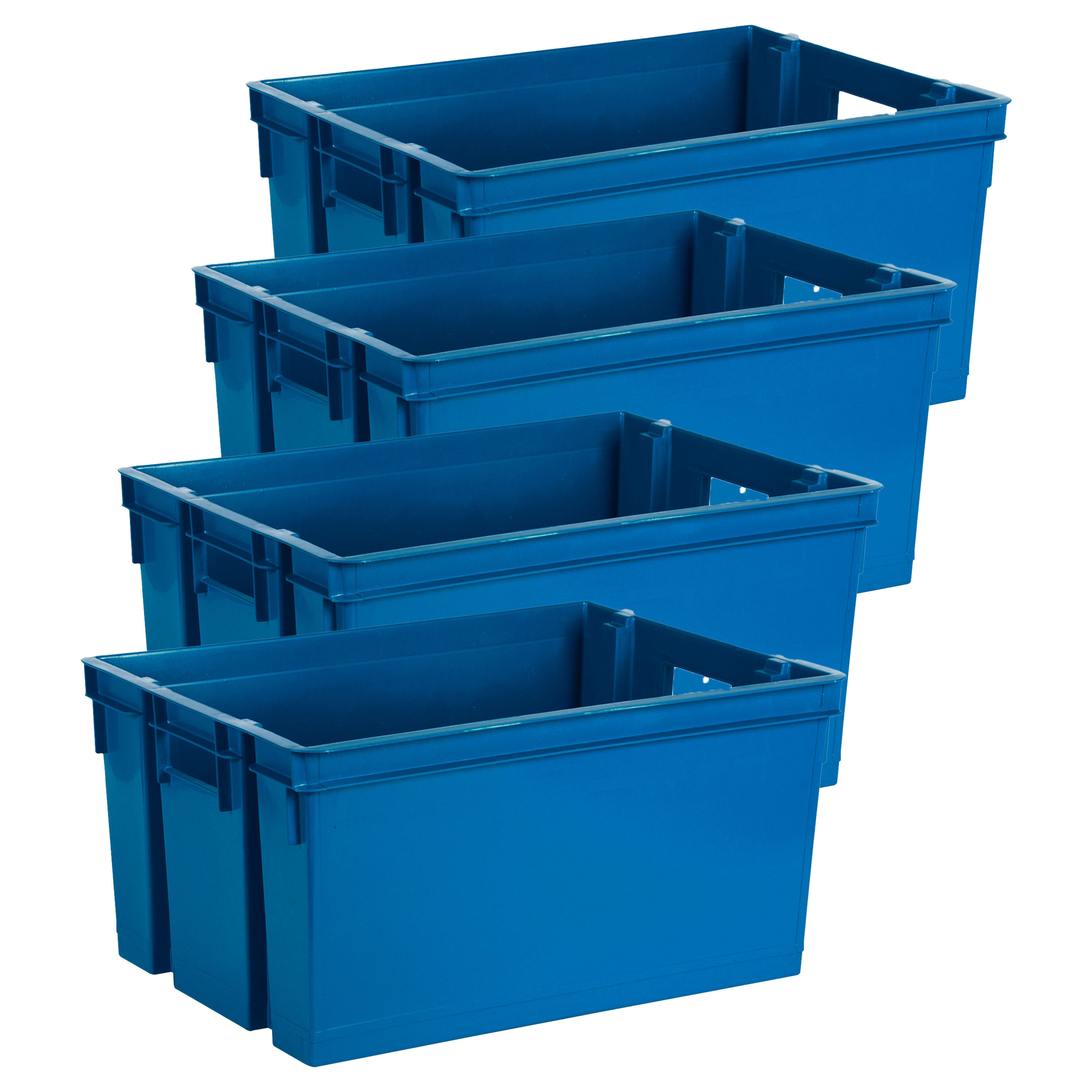 EDA Opbergbox-opbergkrat 50 L 12x blauw kunststof 56 x 41 x 29 stapelbaar-nestbaar