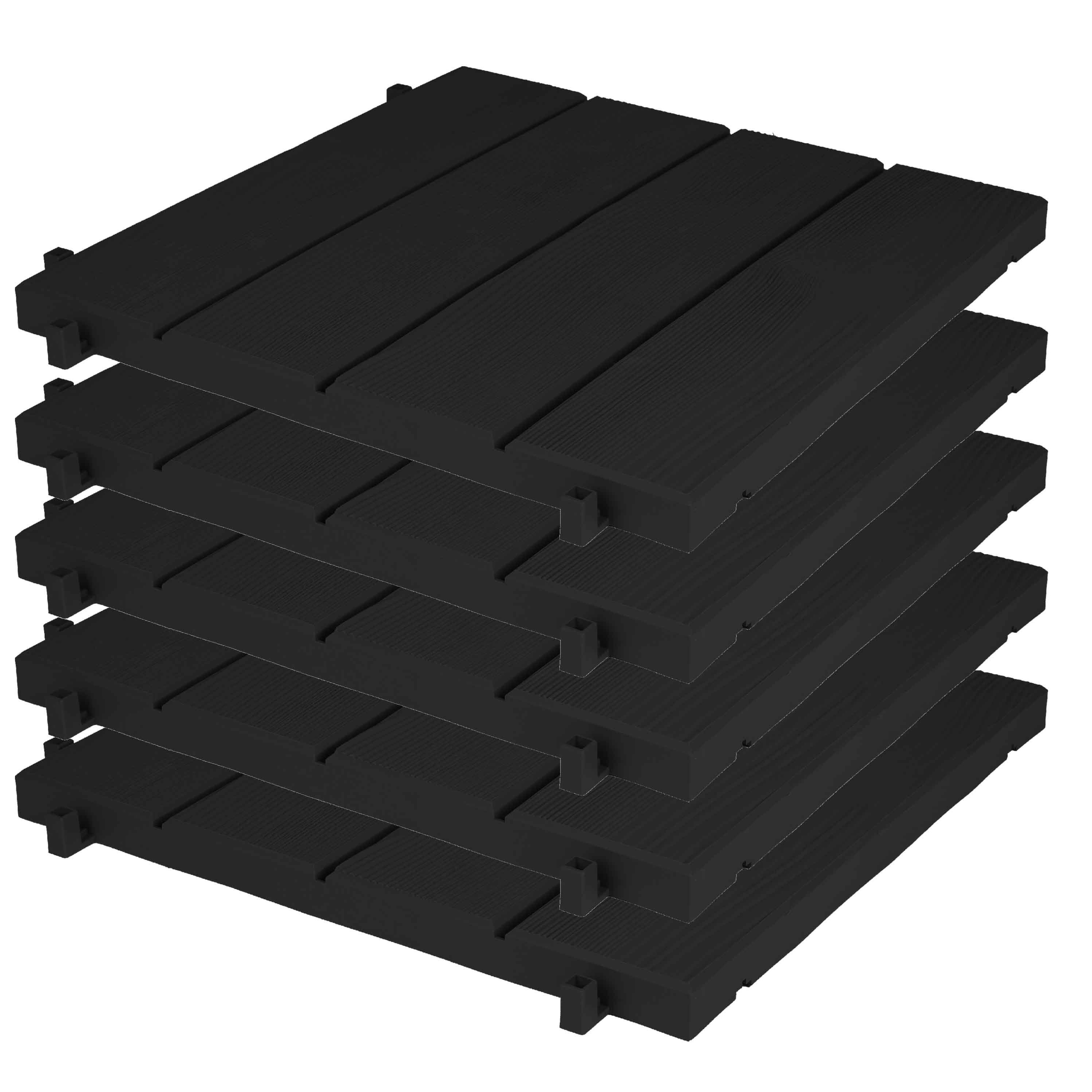 EDA Tuintegel-terrastegel 5x zwart kunststof 38 x 38 cm