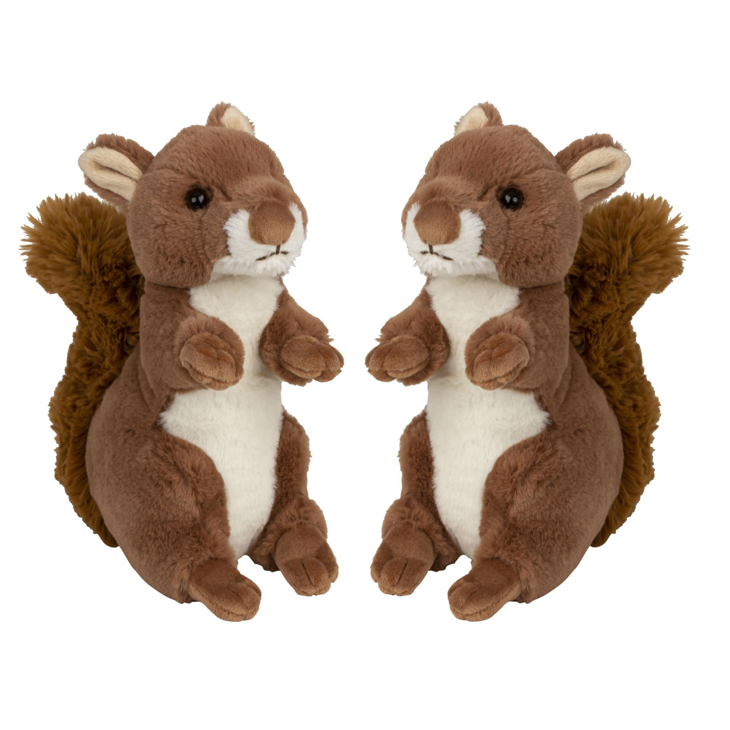Eekhoorn knuffel van zachte pluche 2x 22 cm dieren knuffels voor kinderen