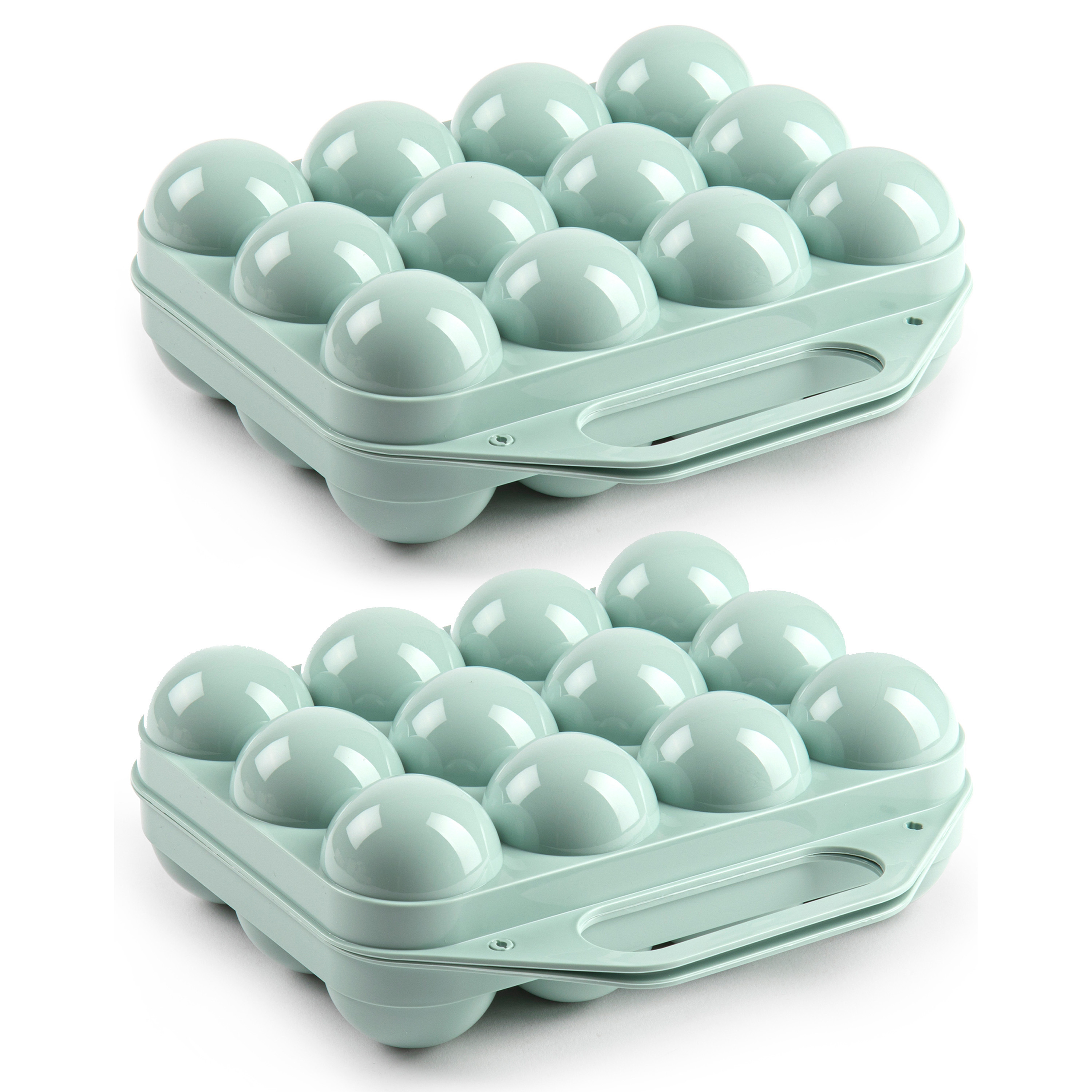 Eierdoos 2x koelkast organizer eierhouder 12 eieren mint groen kunststof 20 x 19 cm