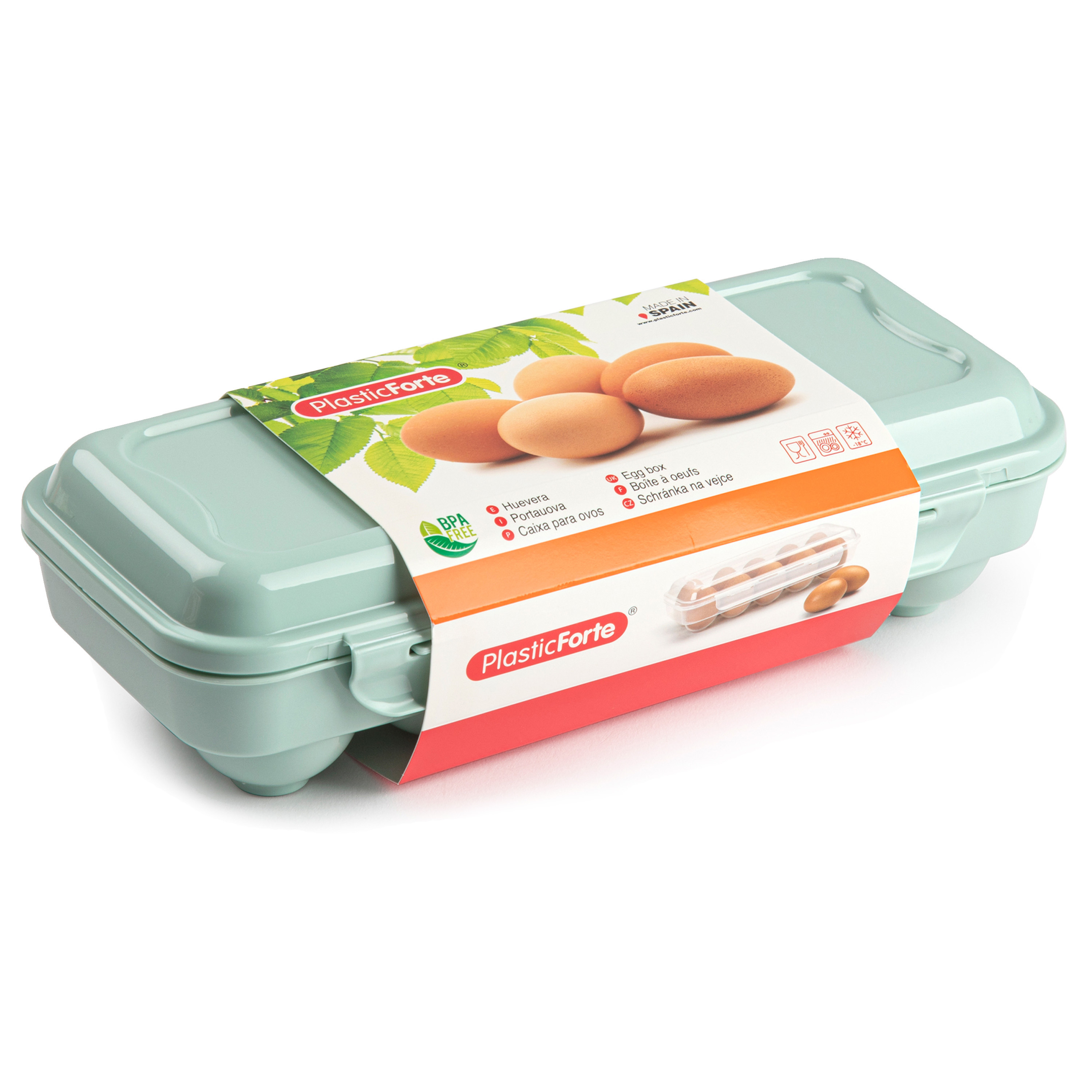 Eierdoos koelkast organizer eierhouder 10 eieren mint groen kunststof 27 x 12,5 cm