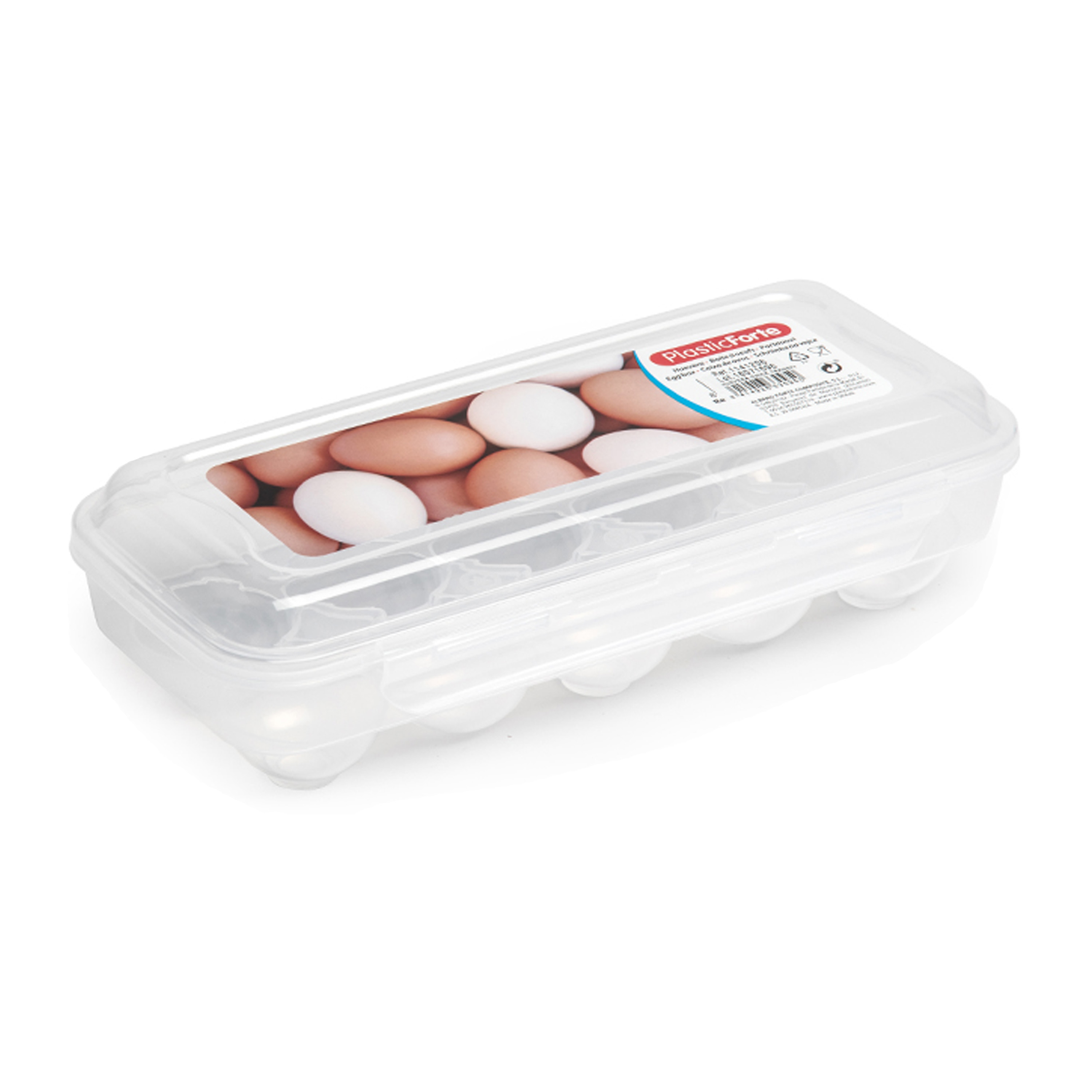 Eierdoos koelkast organizer eierhouder 10 eieren transparant kunststof 27 x 12,5 cm