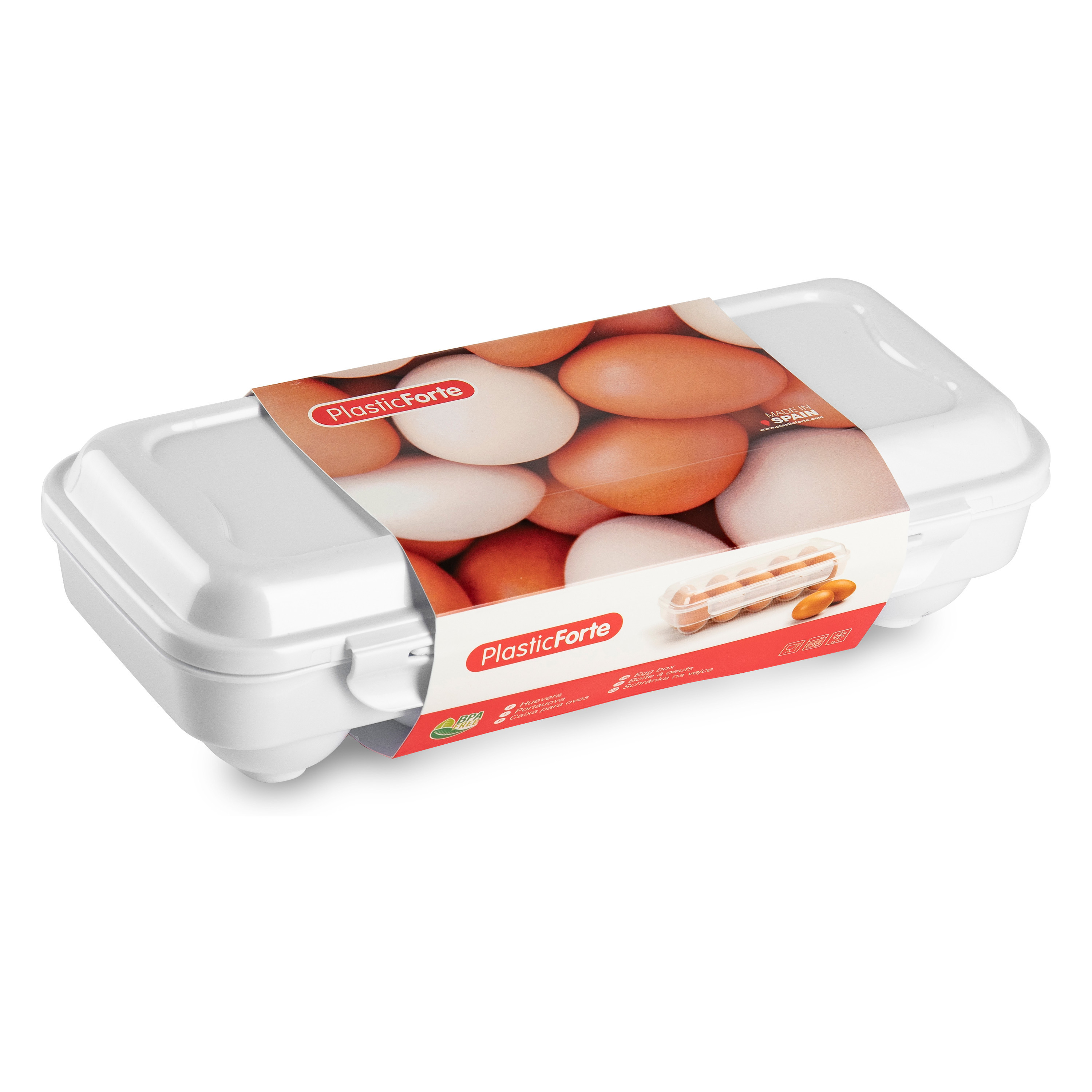 Eierdoos koelkast organizer eierhouder 10 eieren wit kunststof 27 x 12,5 cm