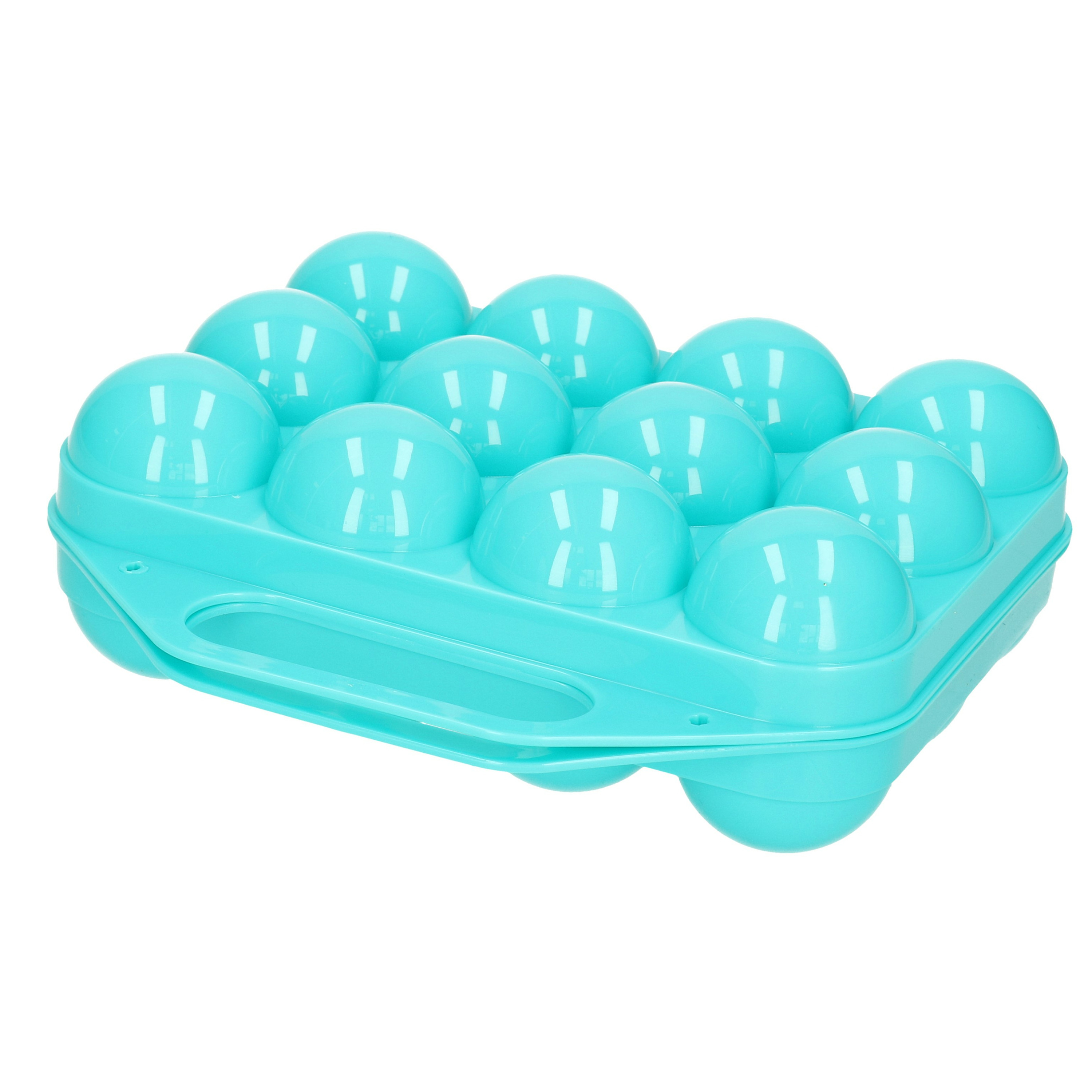 Eierdoos koelkast organizer eierhouder 12 eieren blauw kunststof 20 x 19 cm