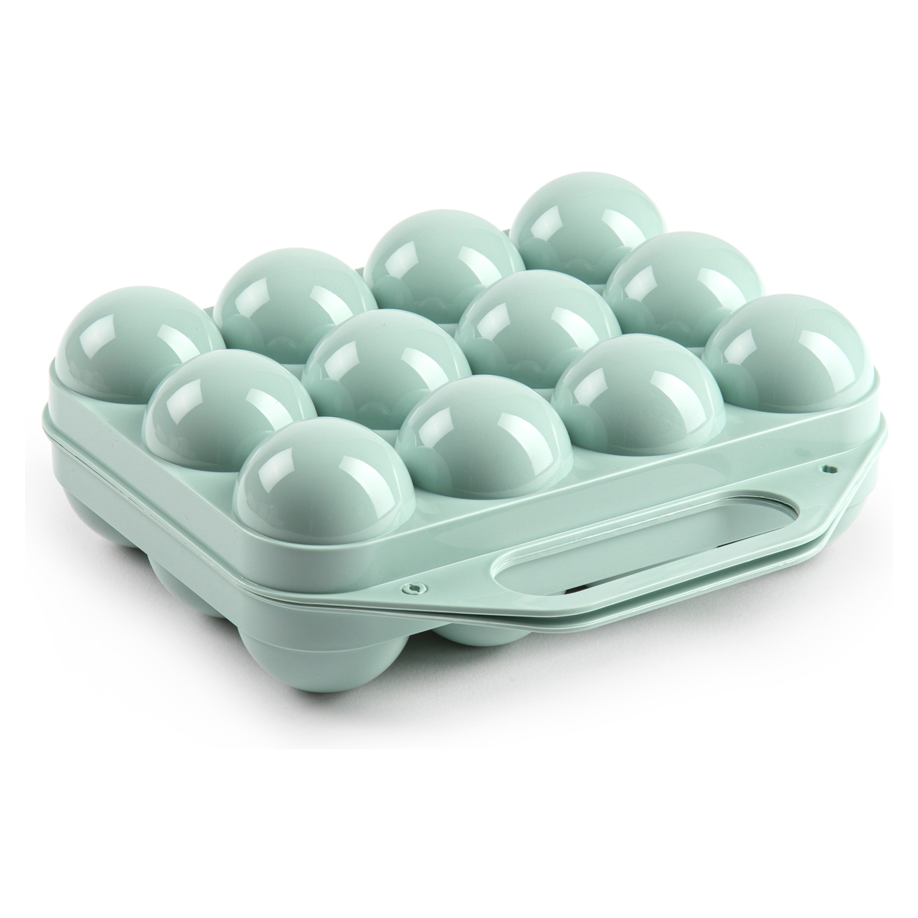 Eierdoos koelkast organizer eierhouder 12 eieren mint groen kunststof 20 x 19 cm