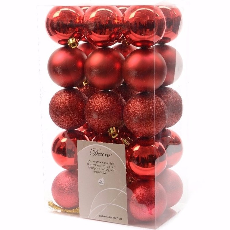 Elegant Christmas kerstboom decoratie kerstballen 6 cm rood 30 stuks
