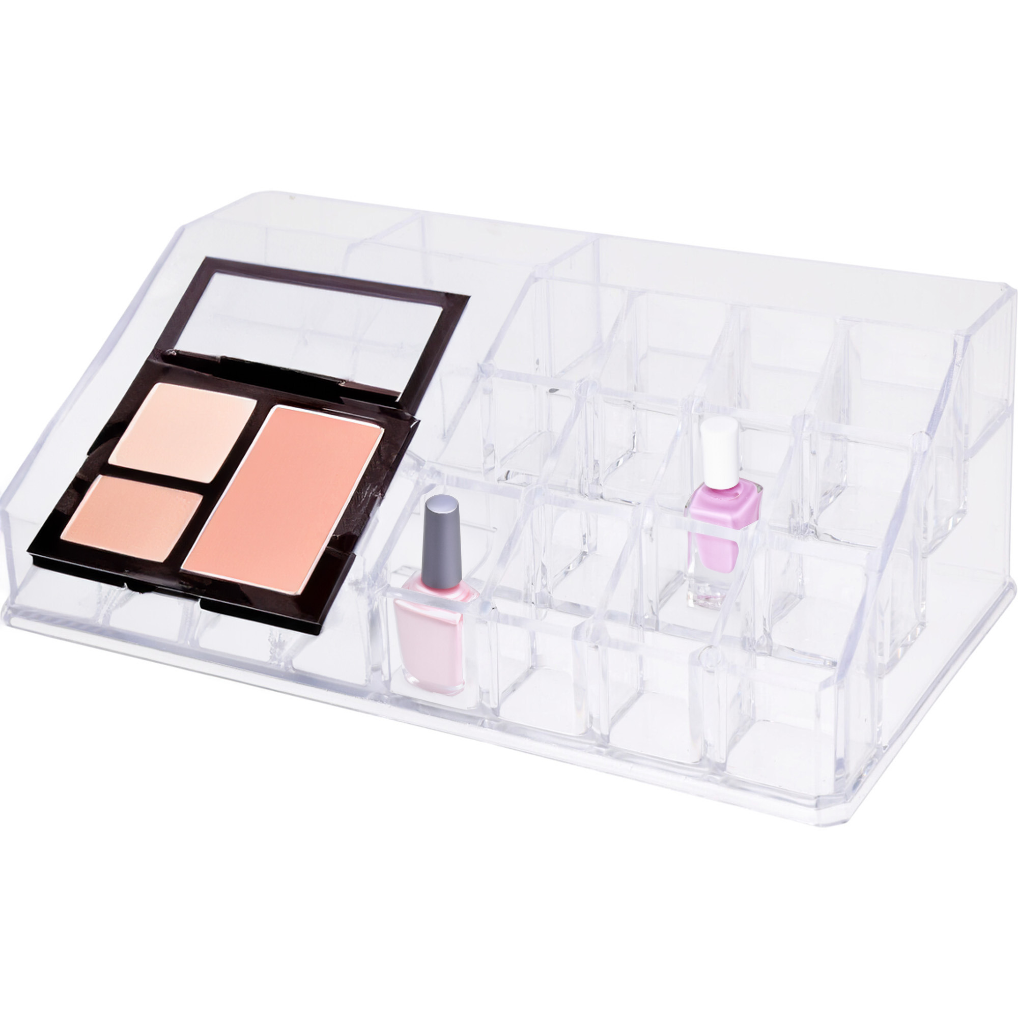 Eleganza Make-up organizer kunststof transparant 22 x 12 x 8 cm kwasten houder