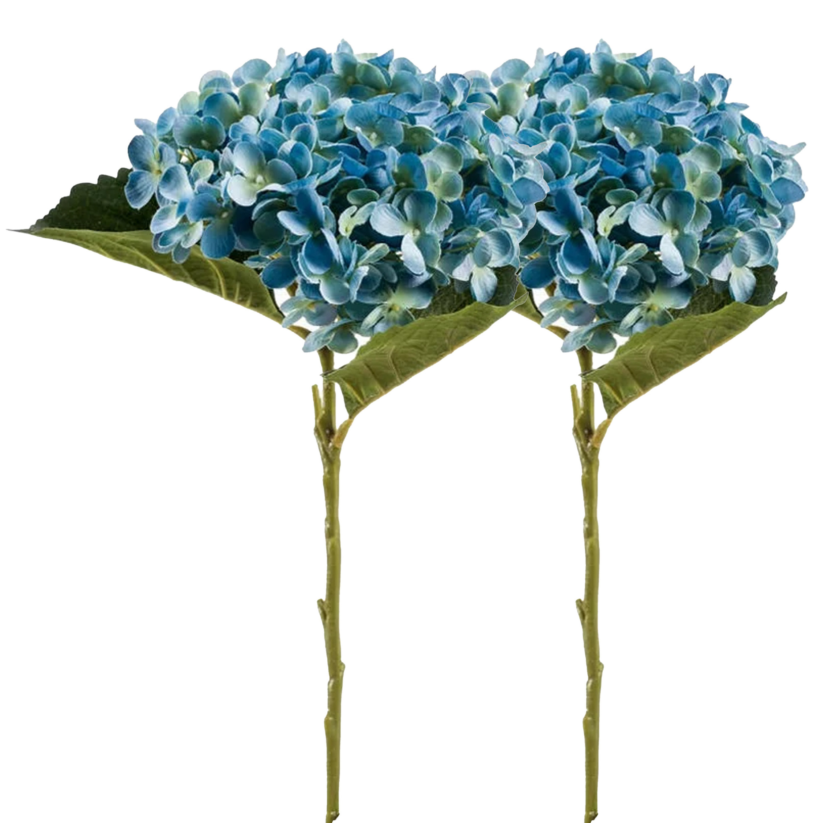 Emerald Kunstbloem hortensia tak 2x Annabelle 52 cm blauw Kunst zijdebloem Hydrangea