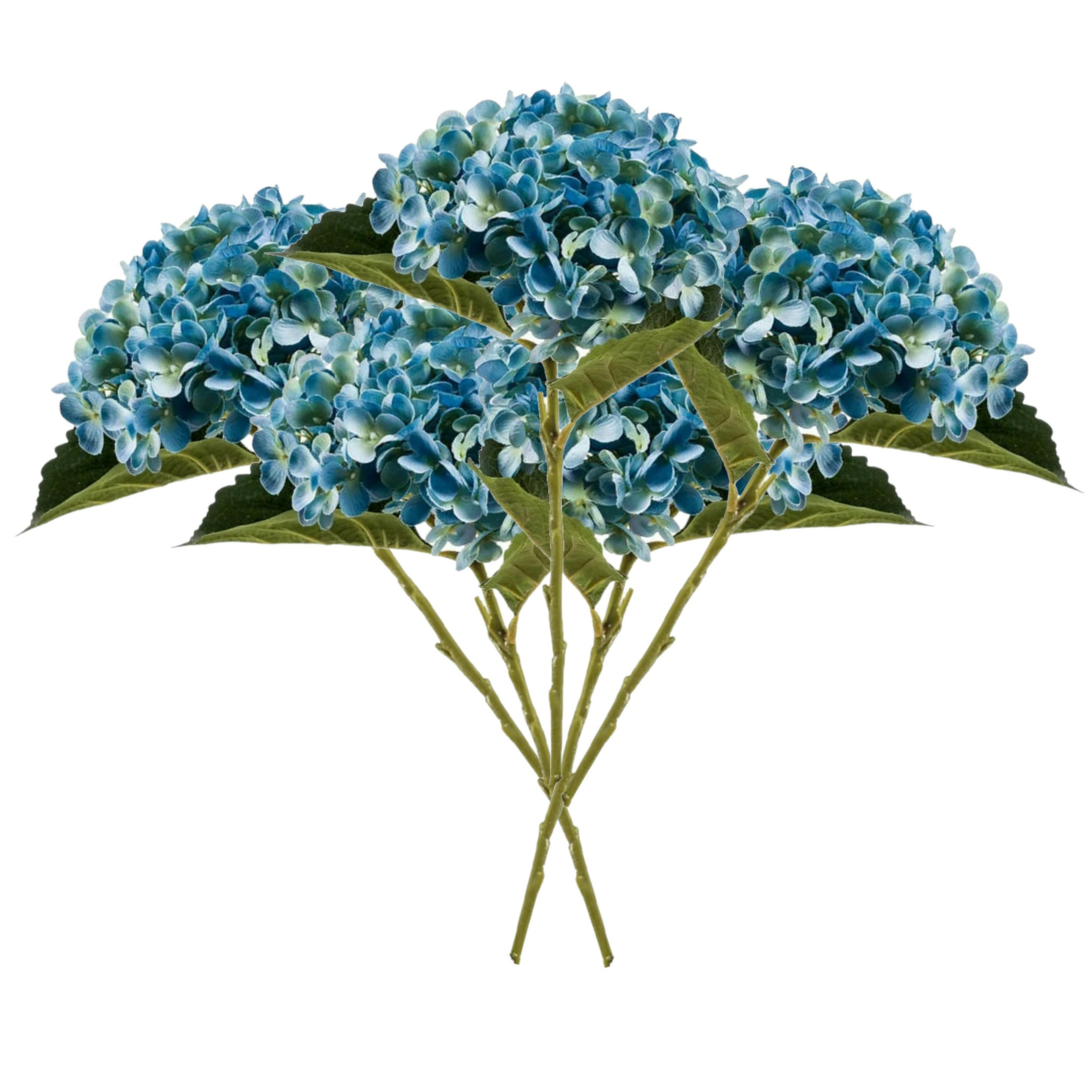 Emerald Kunstbloem hortensia tak 5x Annabelle 52 cm blauw Kunst zijdebloem Hydrangea
