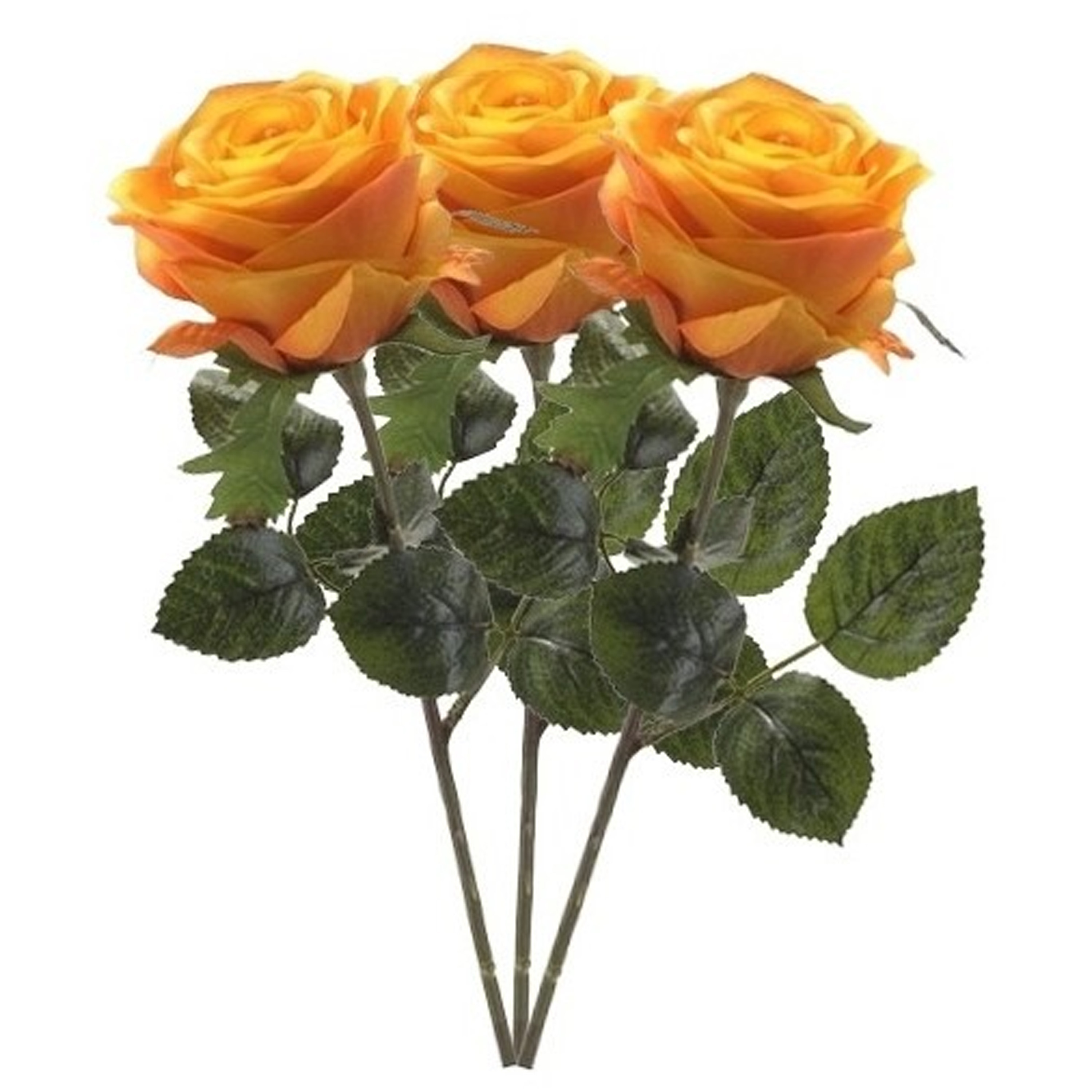 Emerald Kunstbloem roos Simone geel-oranje 45 cm decoratie bloemen