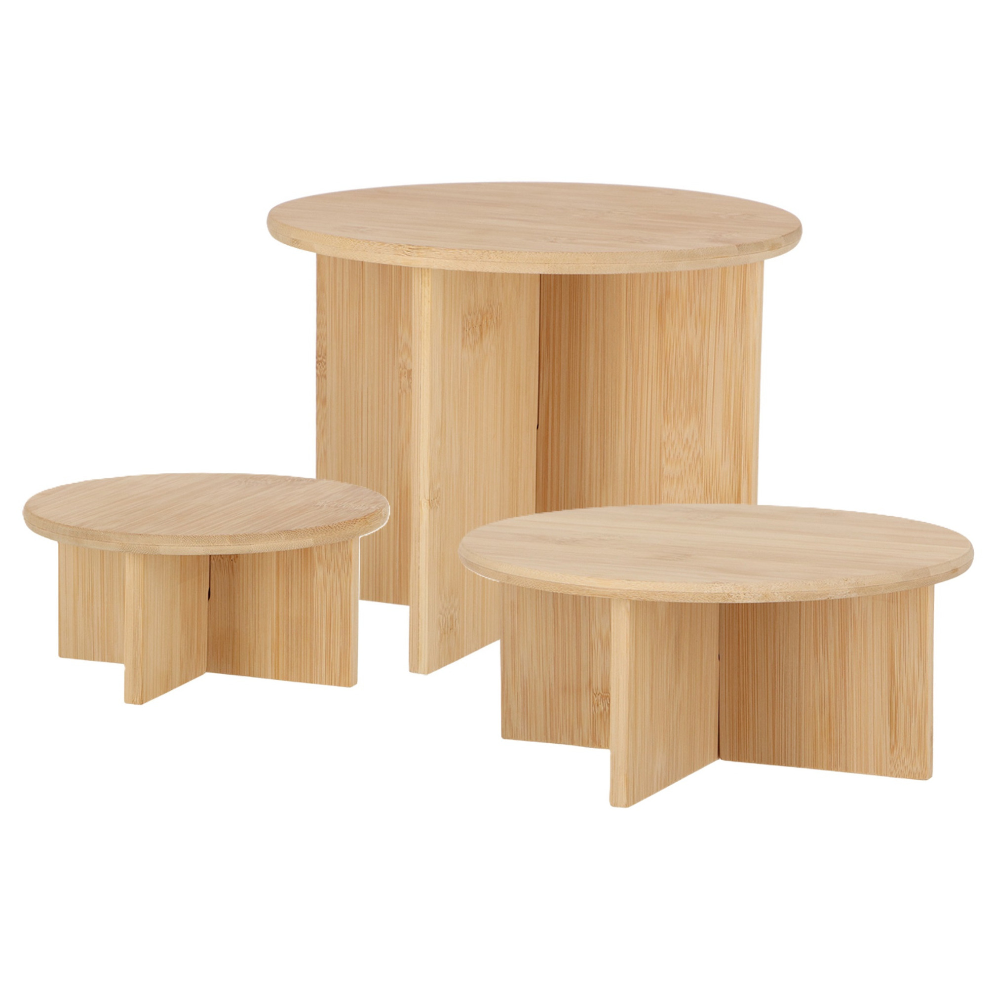 Esschert Design plantenpot verhogen tafels set 3x bamboe 25 x 11 cm-25 x 19 cm-18 x 9 cm