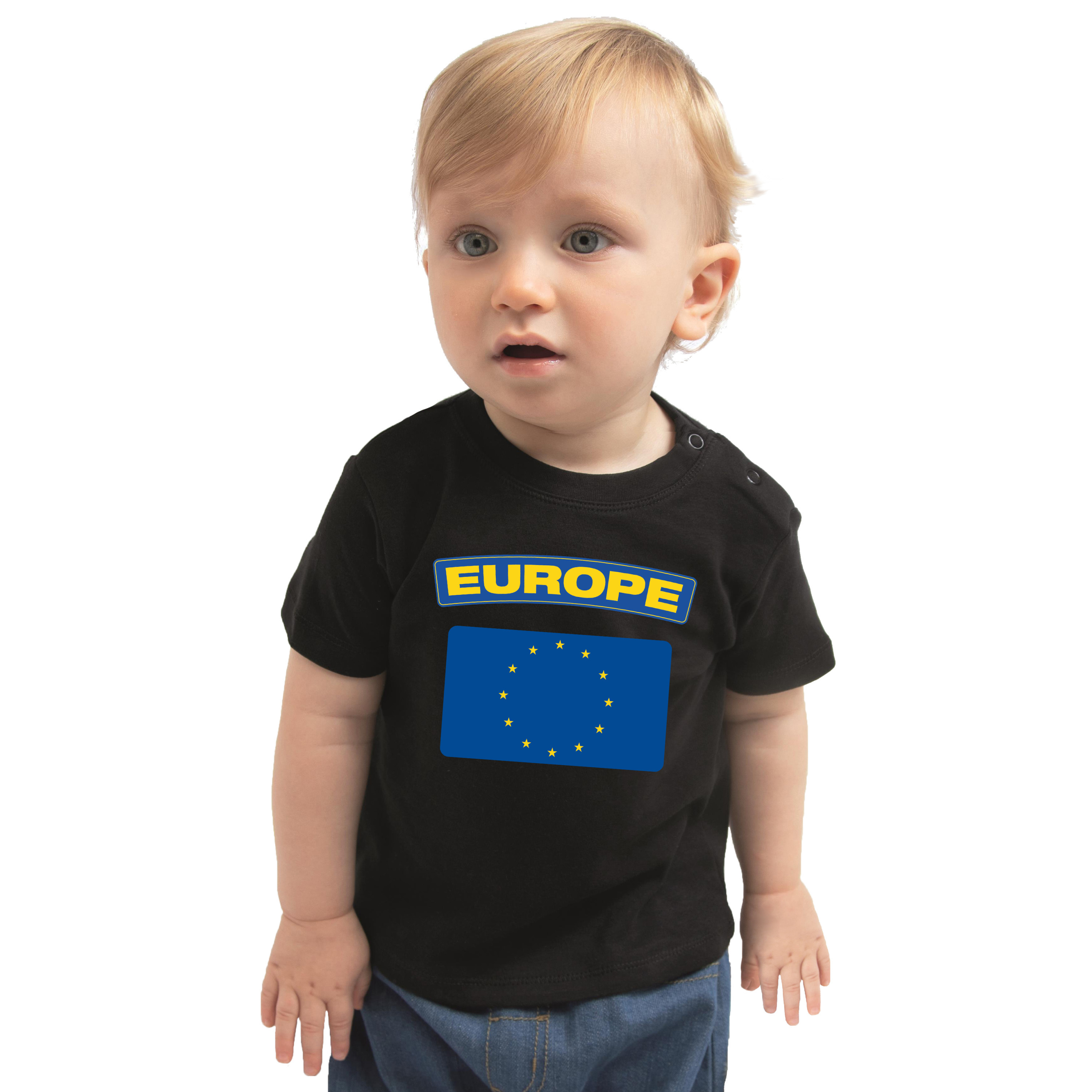 Europe-Europa landen shirtje met vlag zwart voor babys