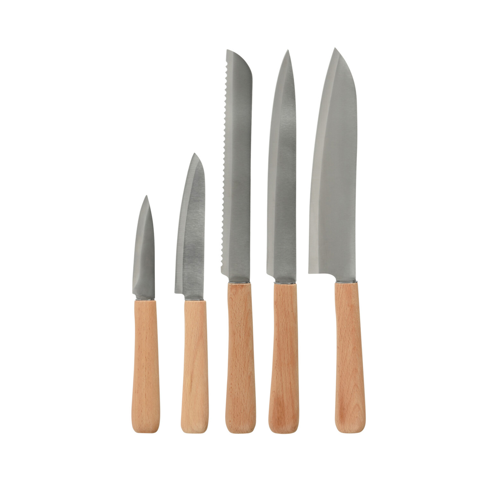 Excellent Houseware chefs messenset 5 delig Staal-Hout
