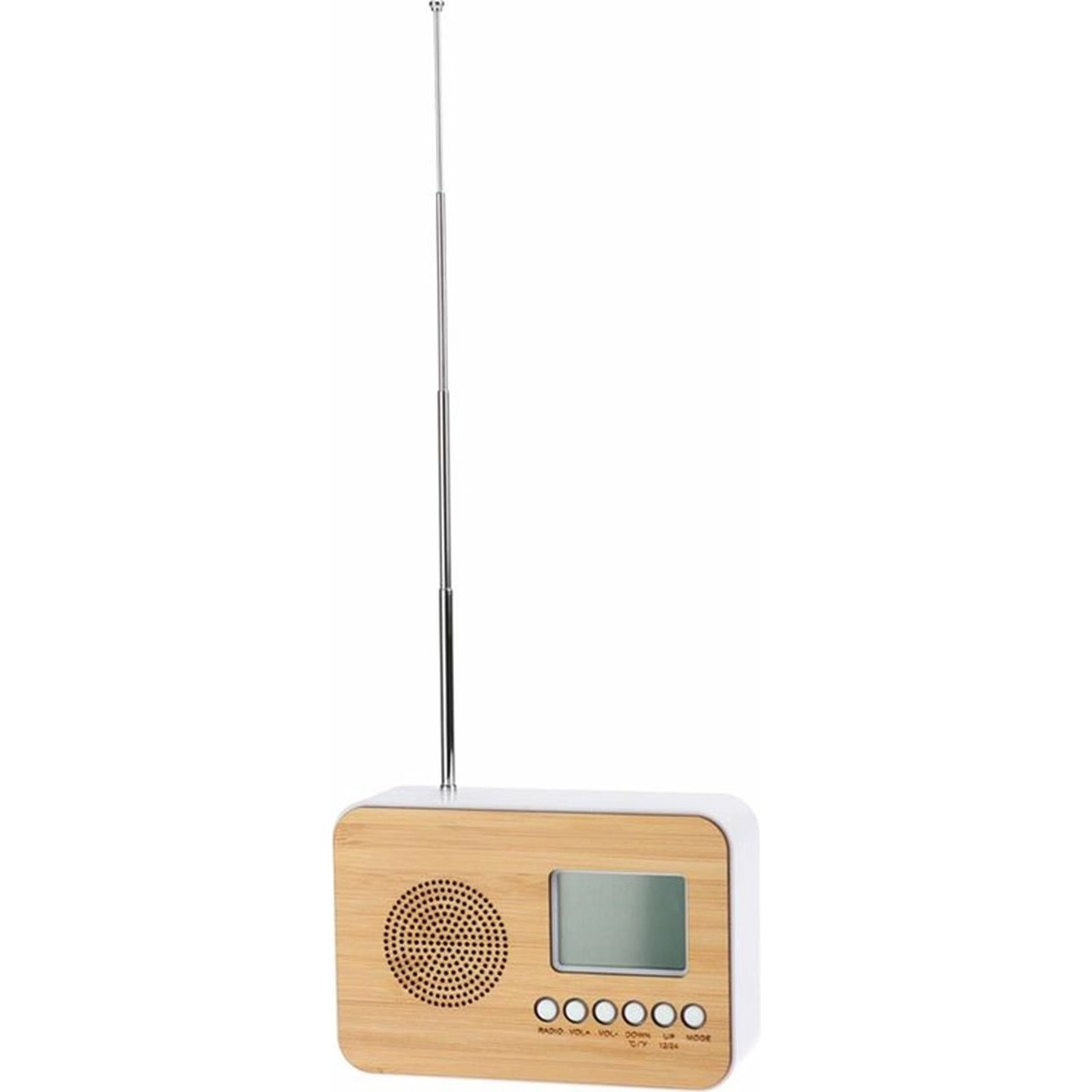 Excellent Houseware Digitale wekker naturel-wit kunststof  14 x 6 x 10 cm alarm klok