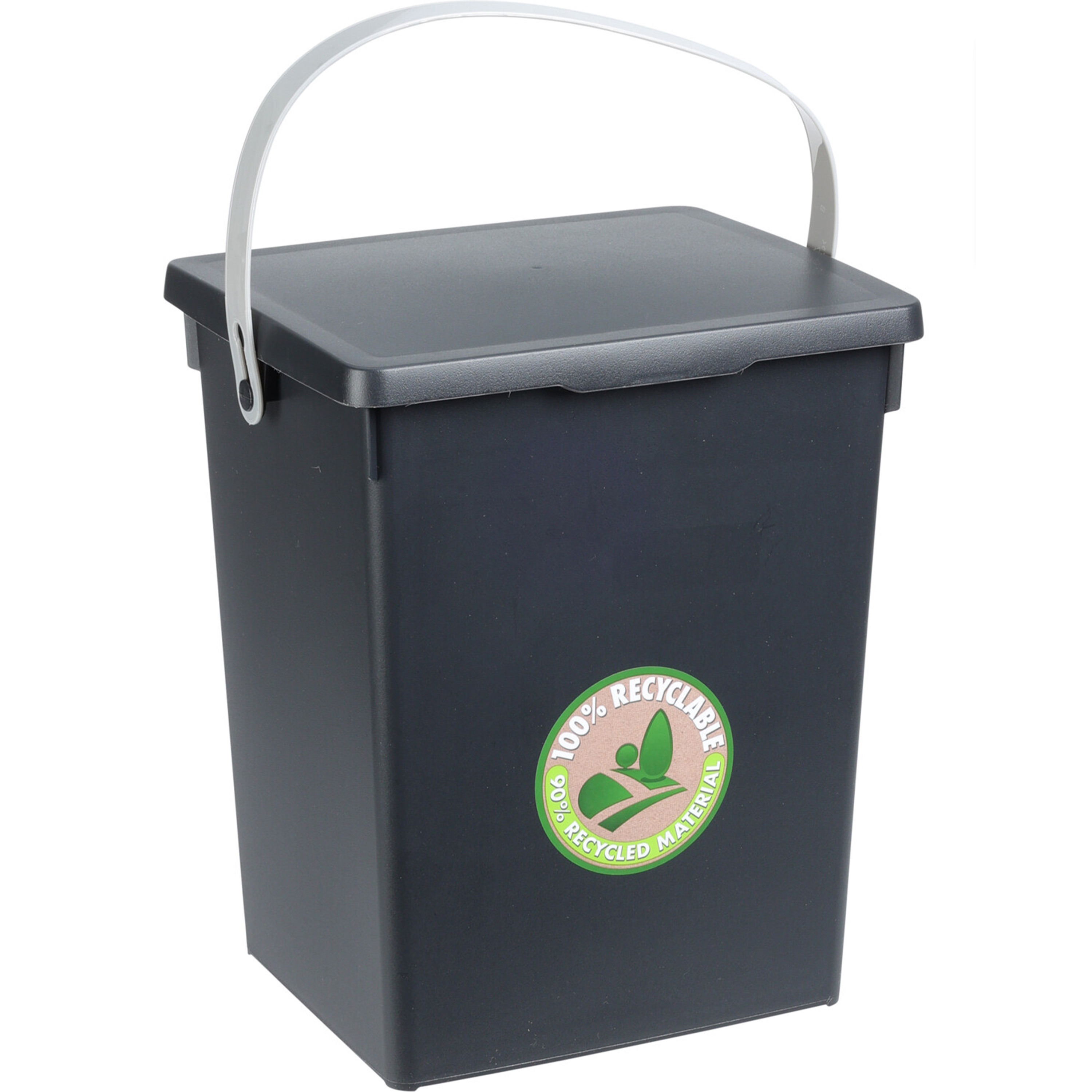 Excellent Houseware Gft afvalbakje voor aanrecht 5,5L antraciet grijs afsluitbaar compostbakje