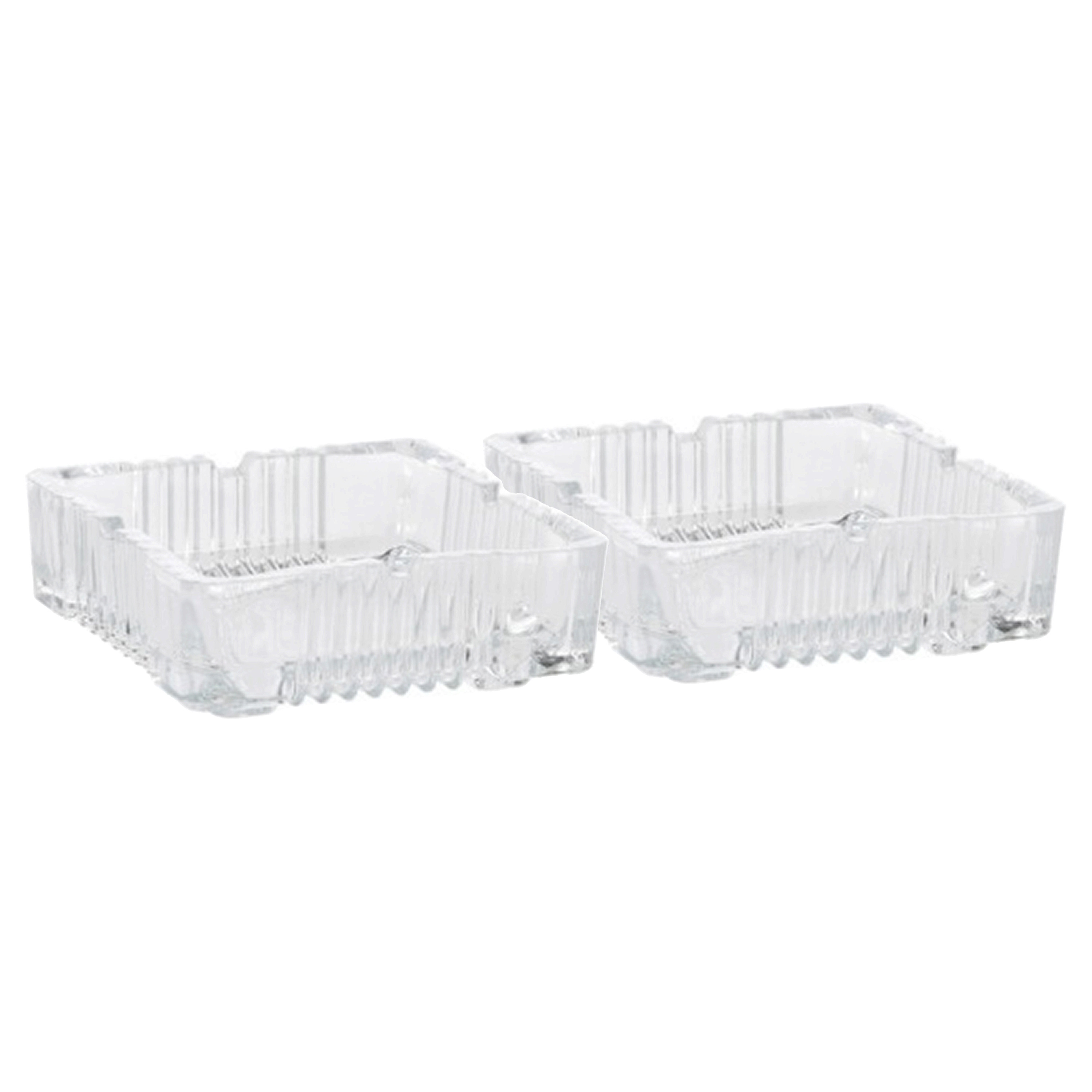 Excellent Houseware set van 2x stuks vierkante glazen transparante asbak 10 cm