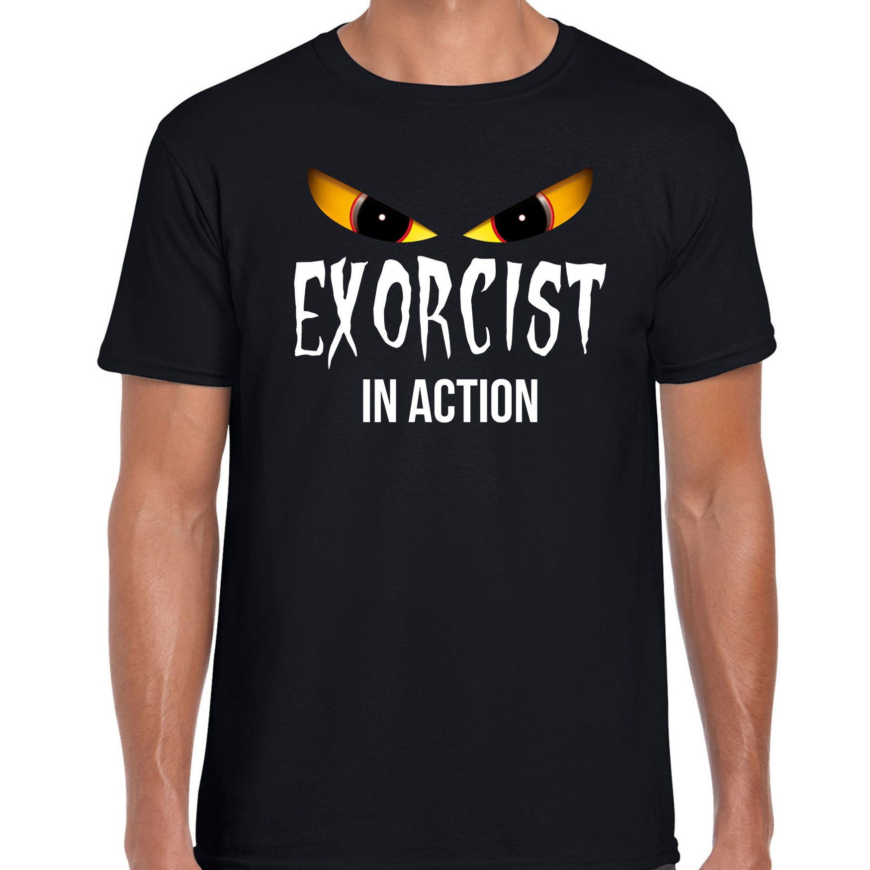 Exorcist in action horror shirt zwart voor heren verkleed t-shirt