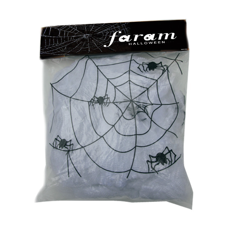 Faram Decoratie spinnenweb-spinrag met spinnen 50 gram wit Halloween-horror versiering