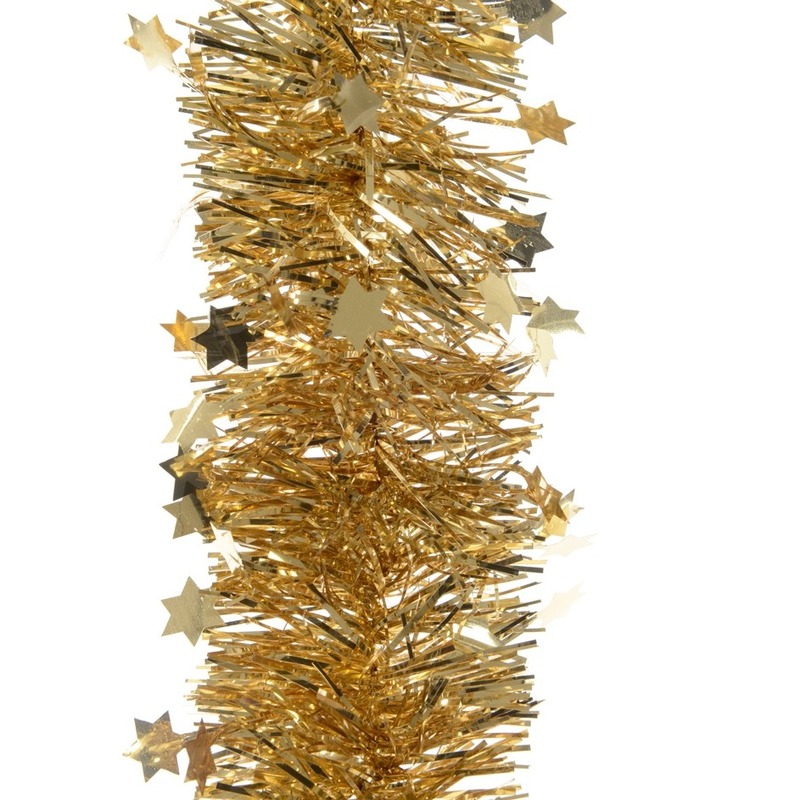 Feest lametta guirlande goud sterren-glinsterend 10 x 270 cm feestversiering-decoratie