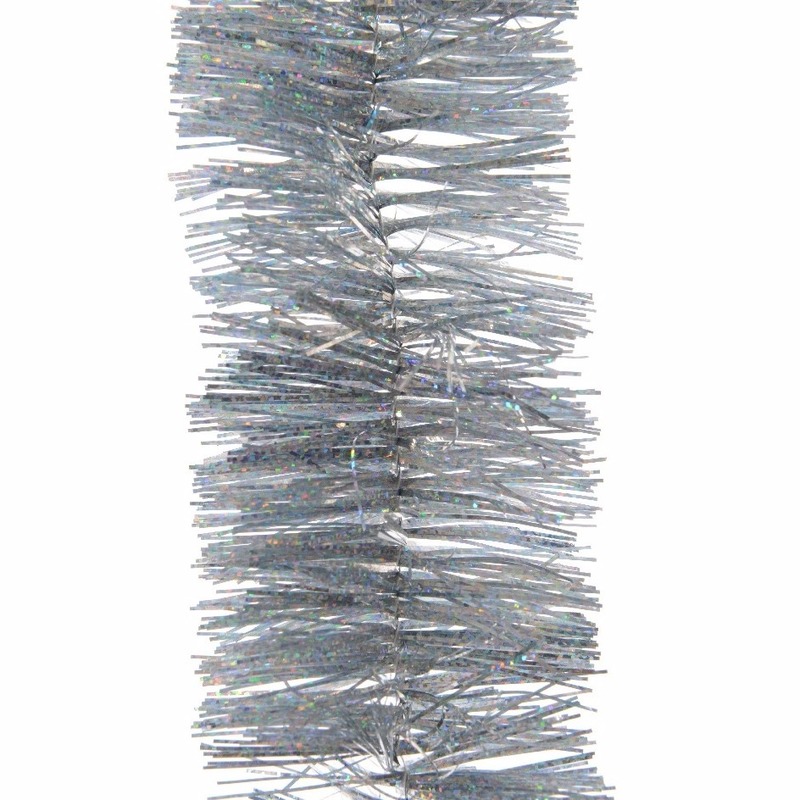 Feest lametta guirlande zilver glitters-glinsterend 7,5 x 270 cm feestversiering-decoratie