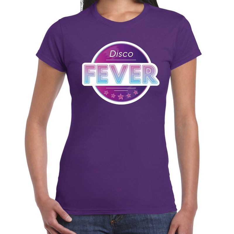 Feest shirt Disco fever seventies t-shirt paars voor dames