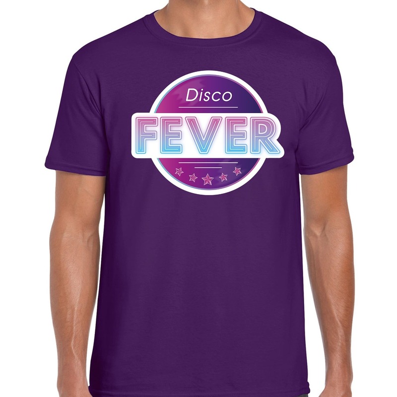 Feest shirt Disco fever seventies t-shirt paars voor heren