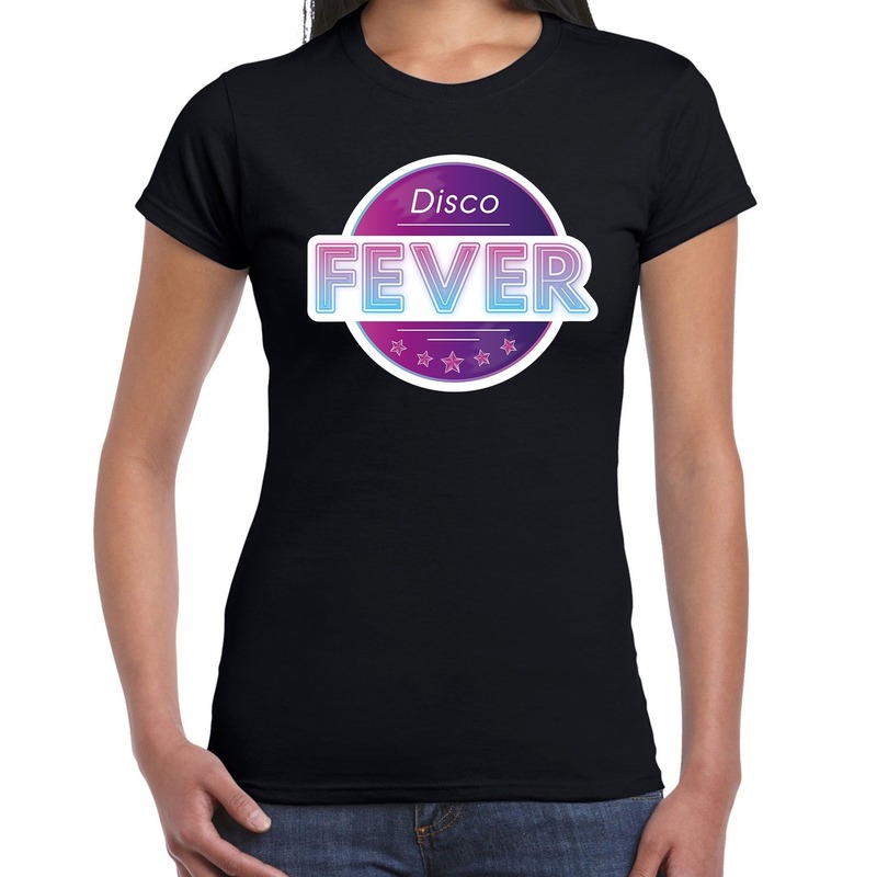 Feest shirt Disco fever seventies t-shirt zwart voor dames