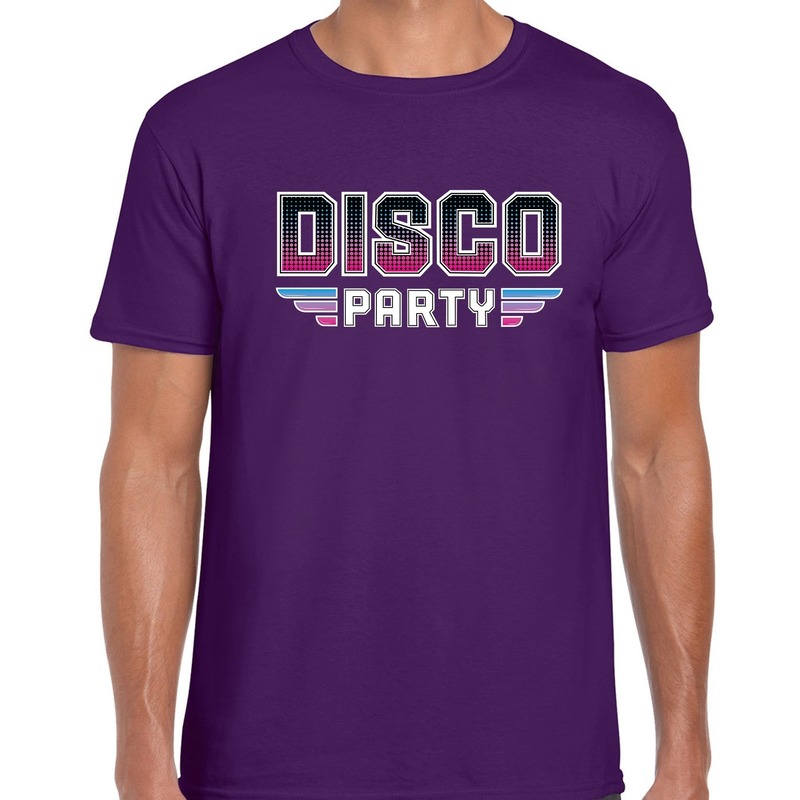 Feest shirt Disco seventies party t-shirt paars voor heren