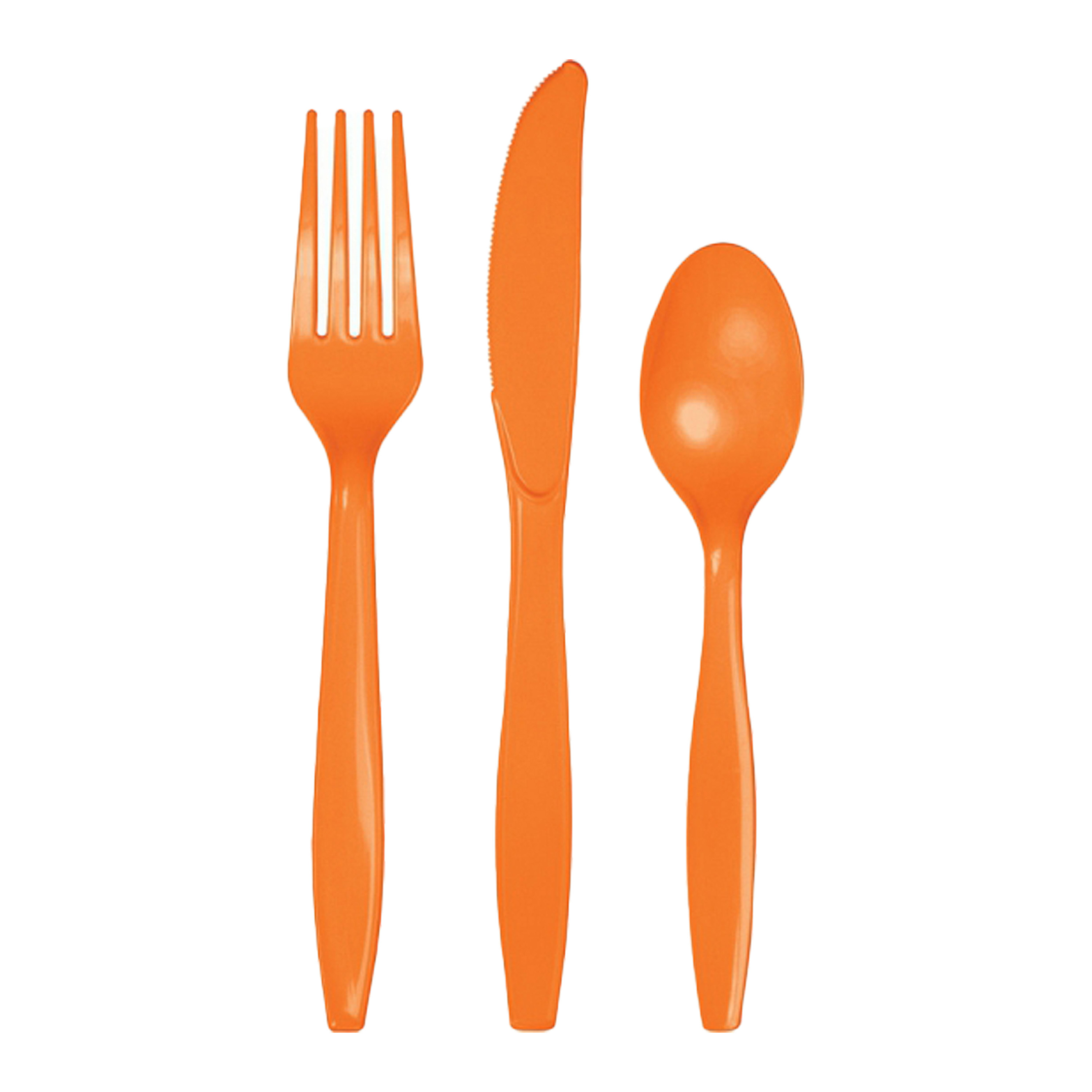 Feest wegwerpbestek set oranje 48-delig vorken-messen-lepels