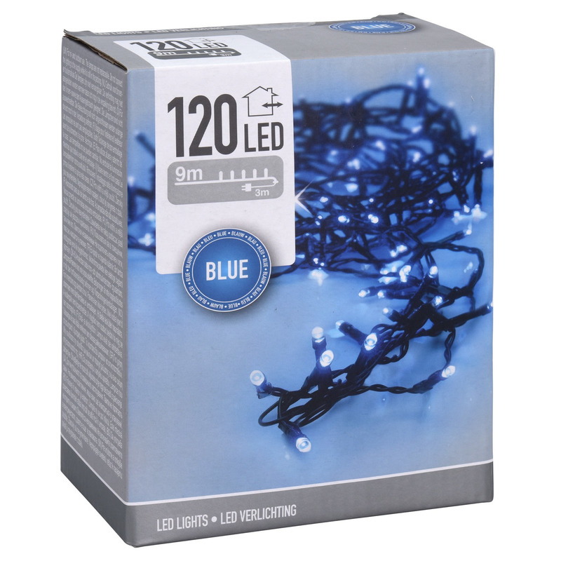 Feestverlichting lichtsnoeren met blauwe led lampjes-lichtjes 9 meter