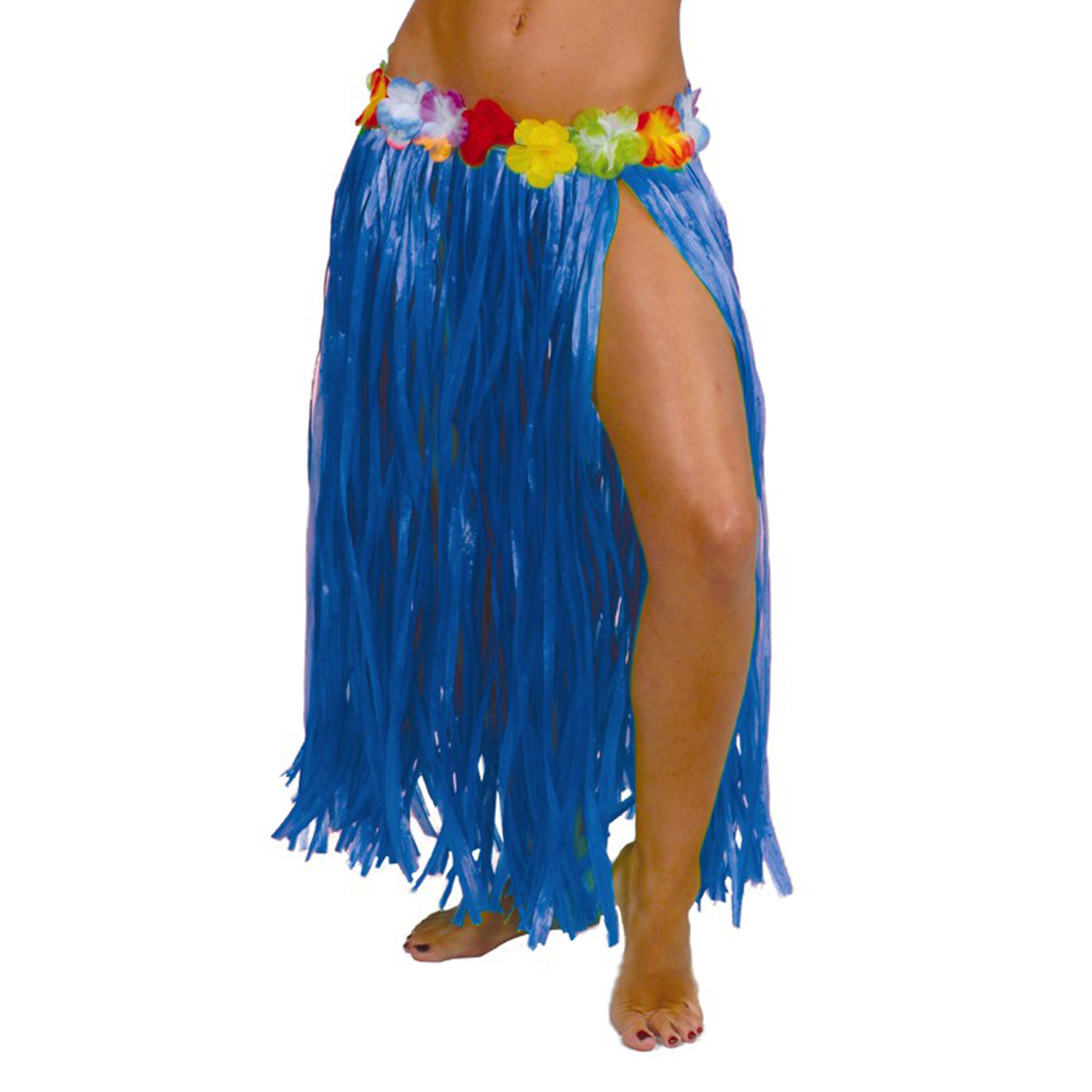 Fiestas Guirca Hawaii verkleed rokje voor volwassenen blauw 75 cm hoela rok tropisch