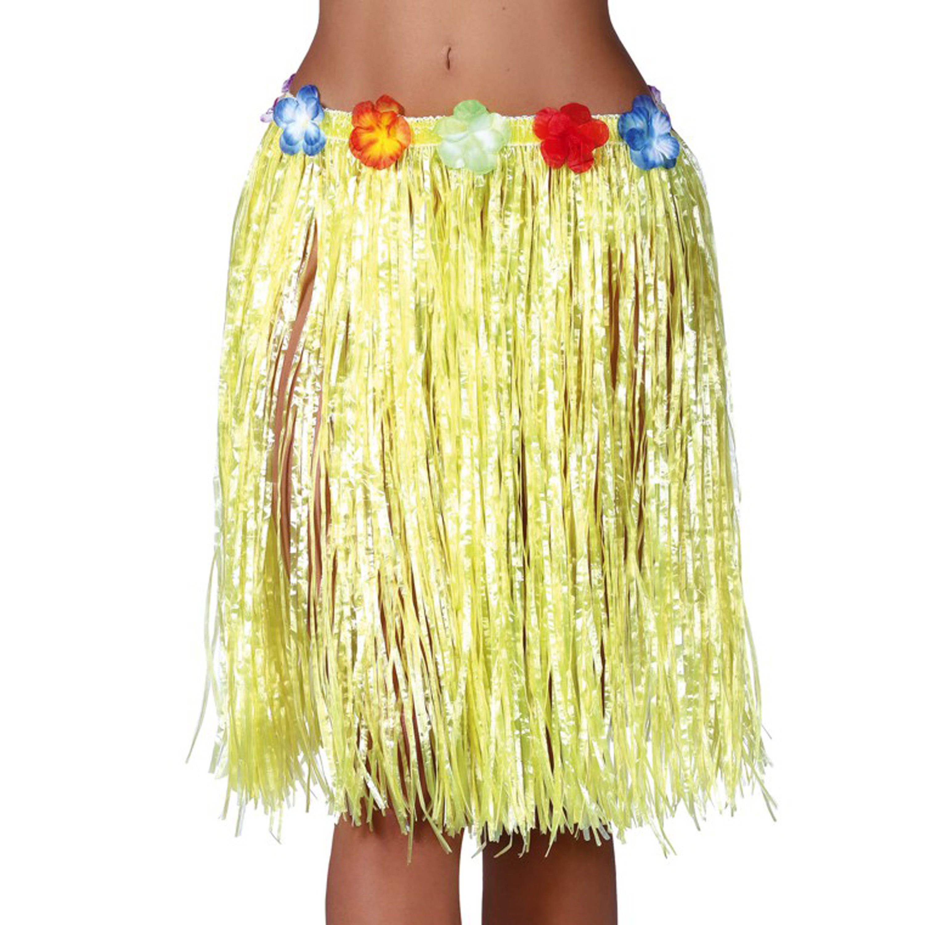 Fiestas Guirca Hawaii verkleed rokje voor volwassenen geel 50 cm hoela rok tropisch