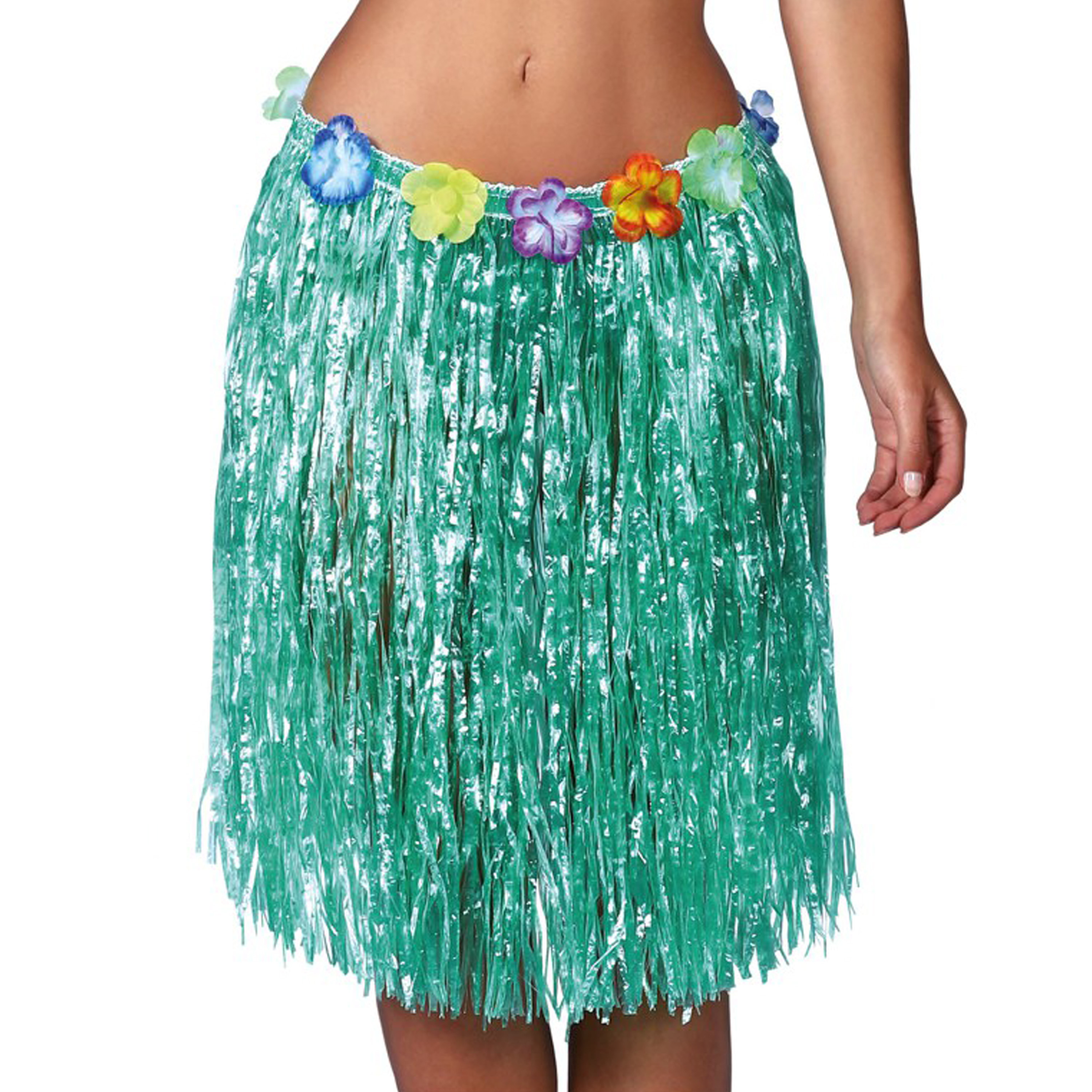 Fiestas Guirca Hawaii verkleed rokje voor volwassenen groen 50 cm hoela rok tropisch