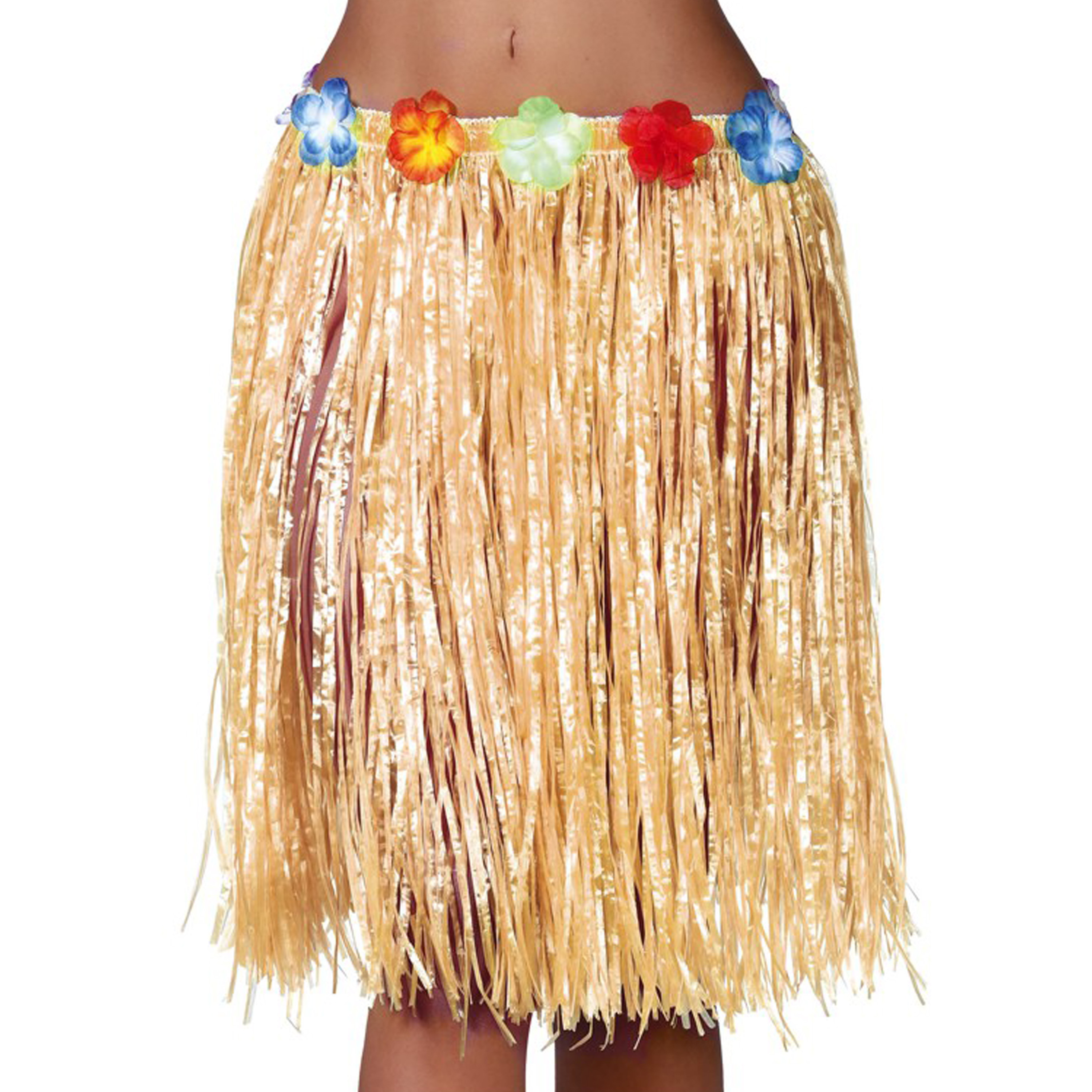 Fiestas Guirca Hawaii verkleed rokje voor volwassenen naturel 50 cm hoela rok tropisch