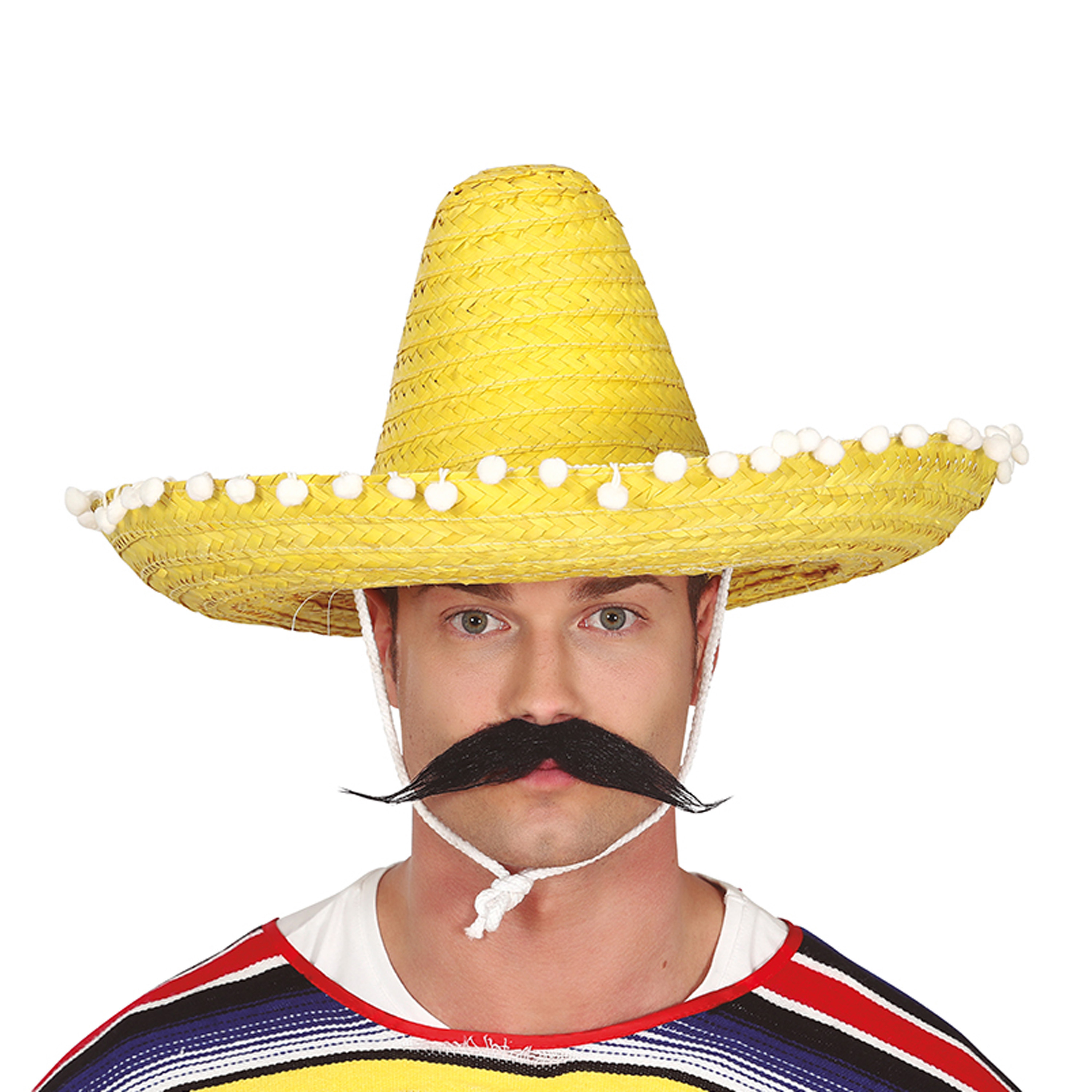 Fiestas Guirca Mexicaanse Sombrero hoed voor heren carnaval-verkleed accessoires geel