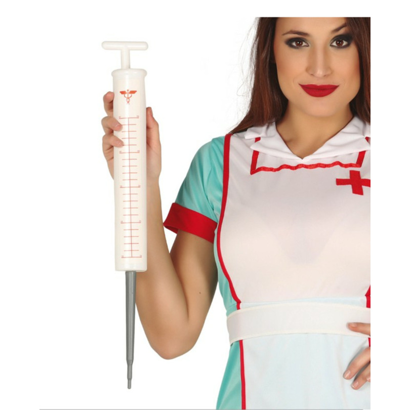 Fiestas Guirca Zuster-dokter Injectie spuit XL carnaval verkleed accessoire 52 cm