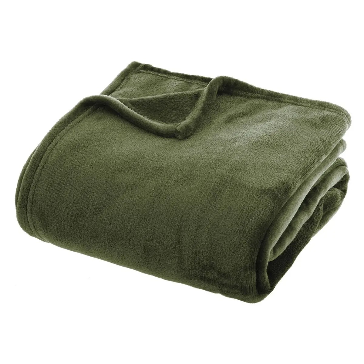 Fleece deken-fleeceplaid olijf groen 130 x 180 cm polyester