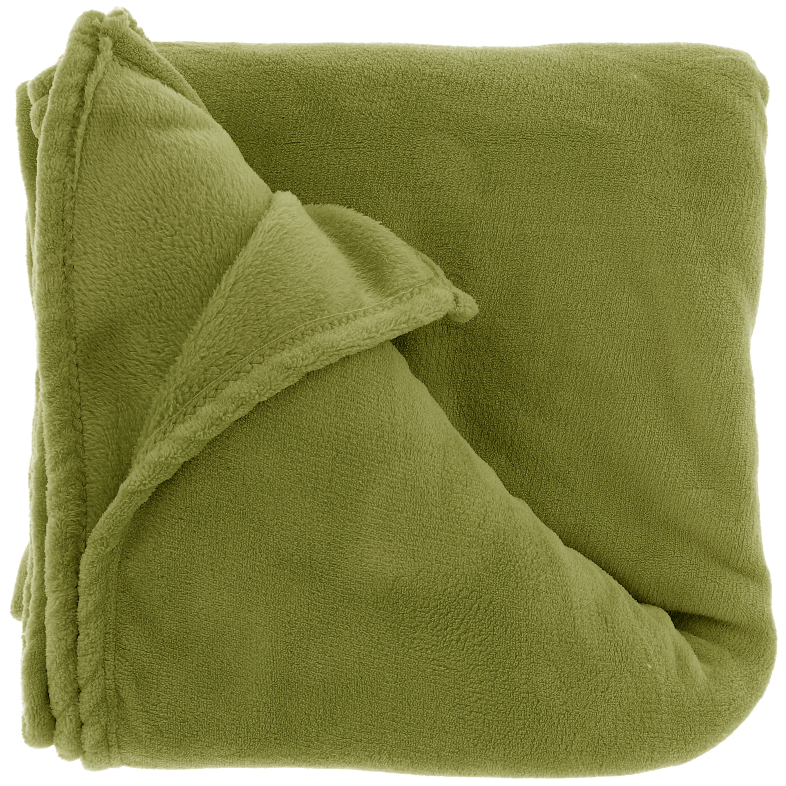 Fleece deken-plaid Claudi 150 x 200 cm olijf groen