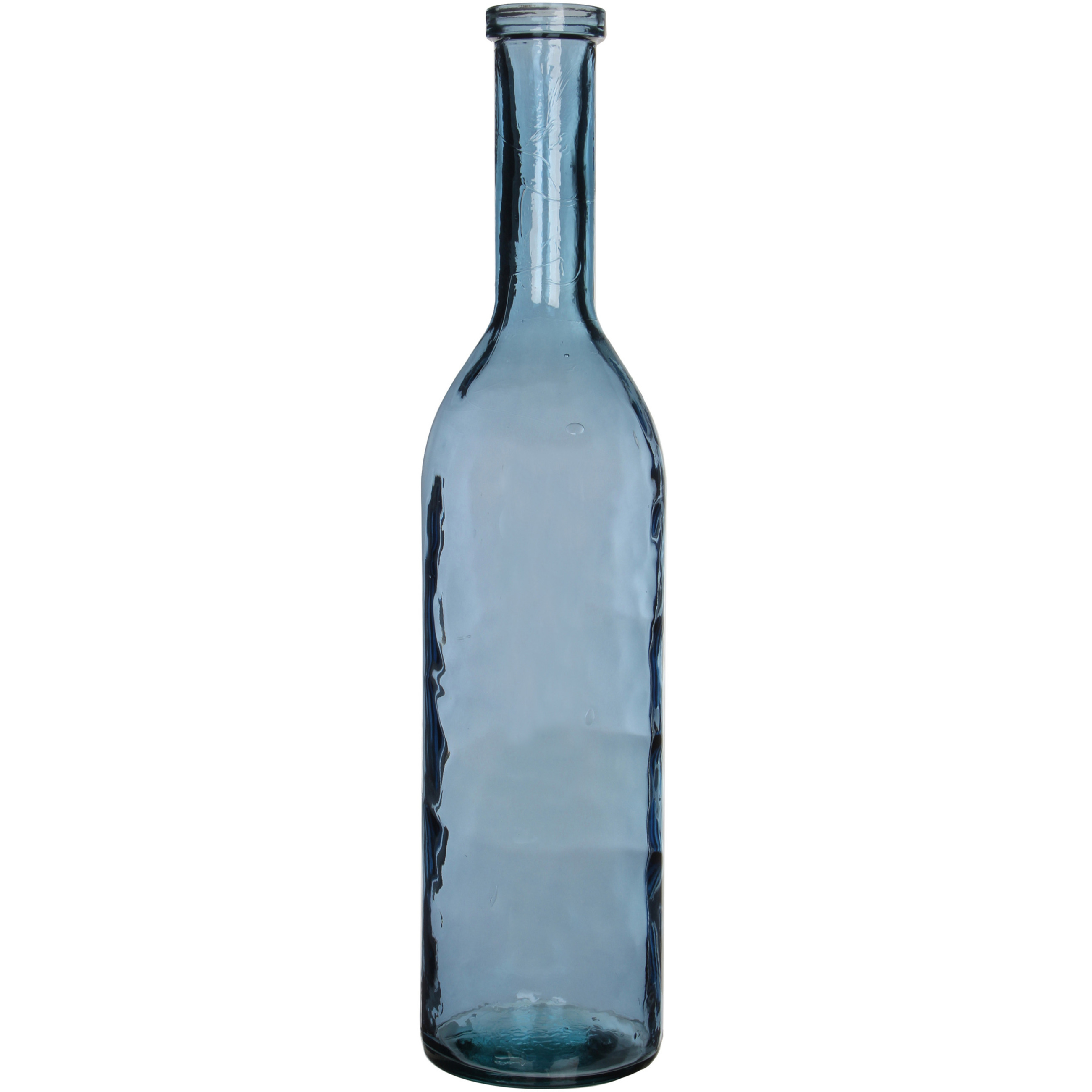 Flesvaas bloemenvaas-bloemenvazen 18 x 75 cm transparant blauw glas