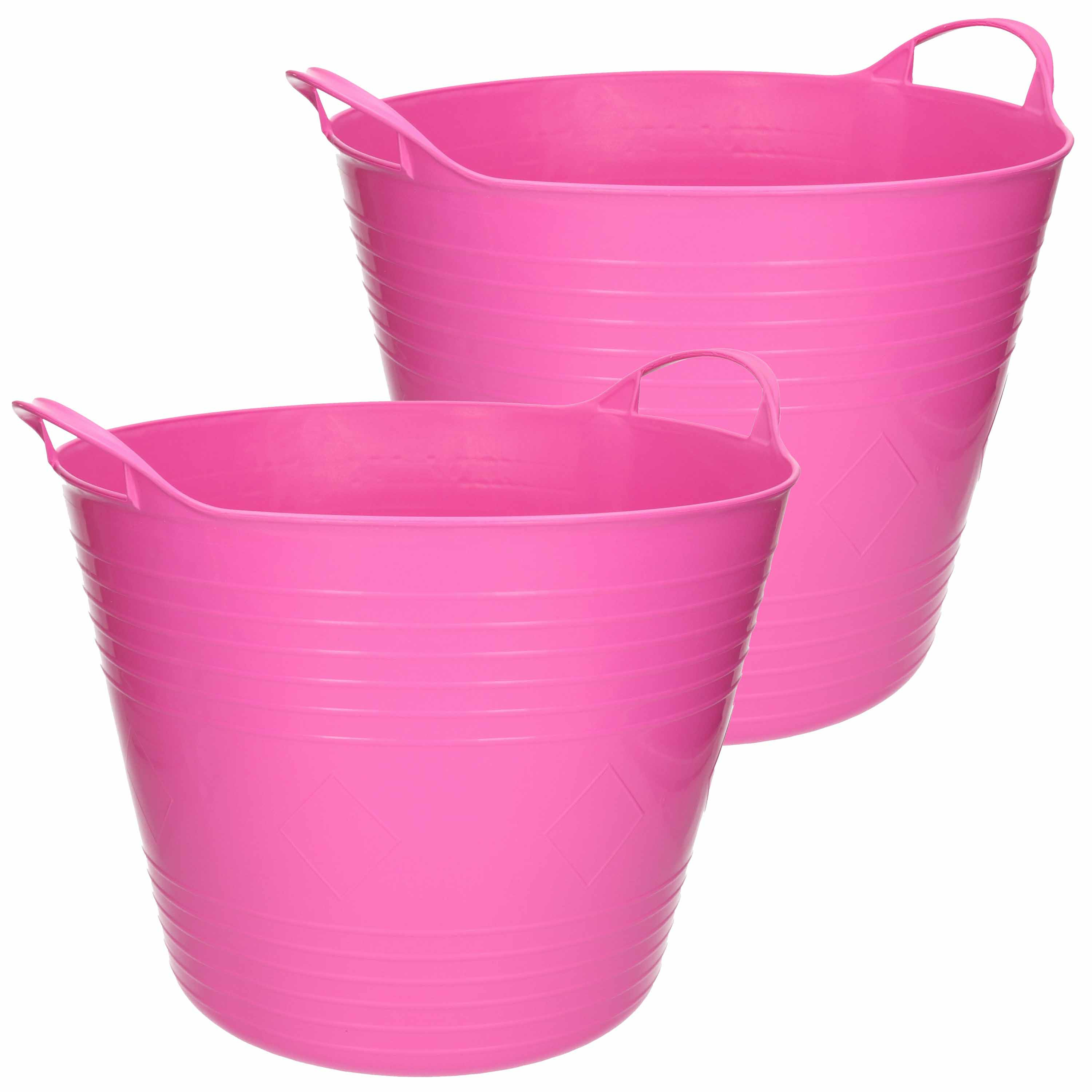 Flexibele emmer 3x roze 27 liter kunststof 40 x 35 cm