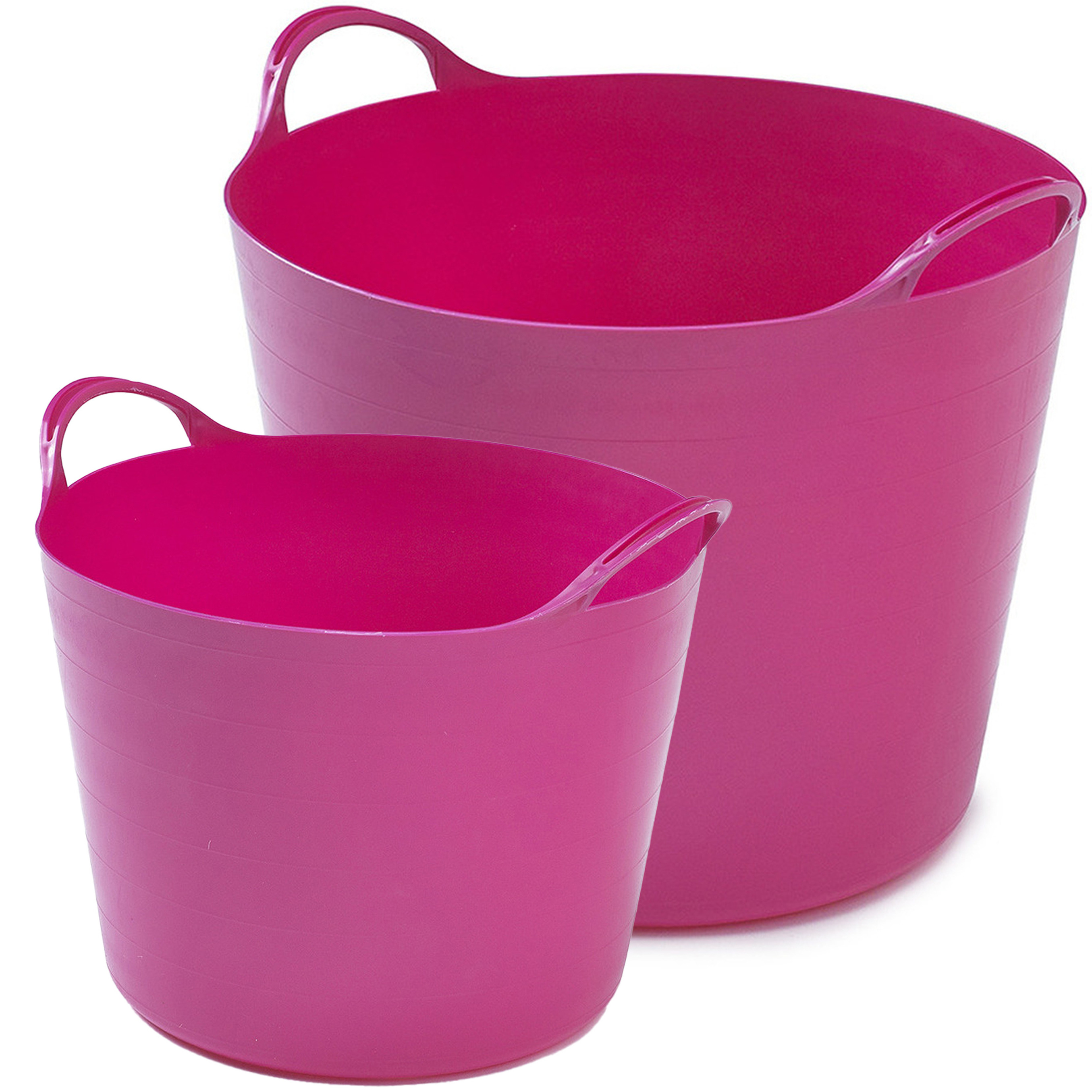 Flexibele emmers 2x stuks 14 liter en 39 liter roze