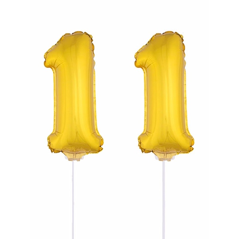 Folie ballonnen cijfer 11 goud 41 cm