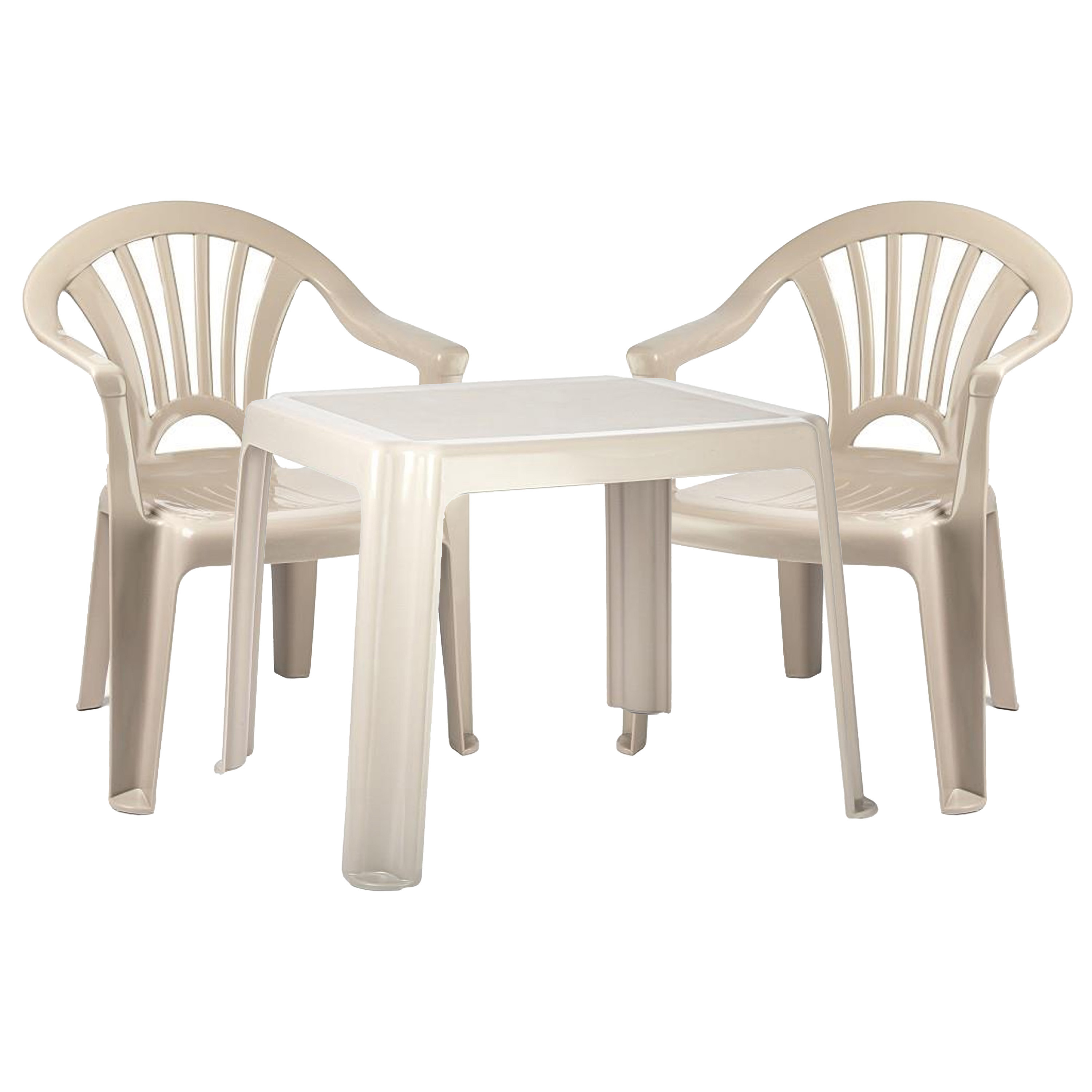 Forte Plastics Kinderstoelen 2x met tafeltje set buiten-binnen beige kunststof
