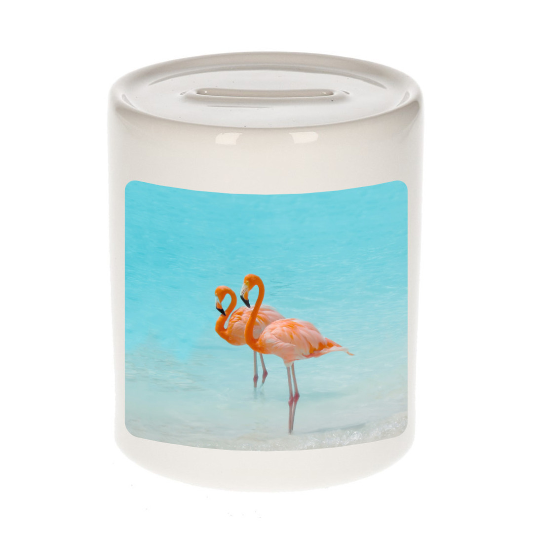 Foto flamingo spaarpot 9 cm Cadeau flamingo vogels liefhebber