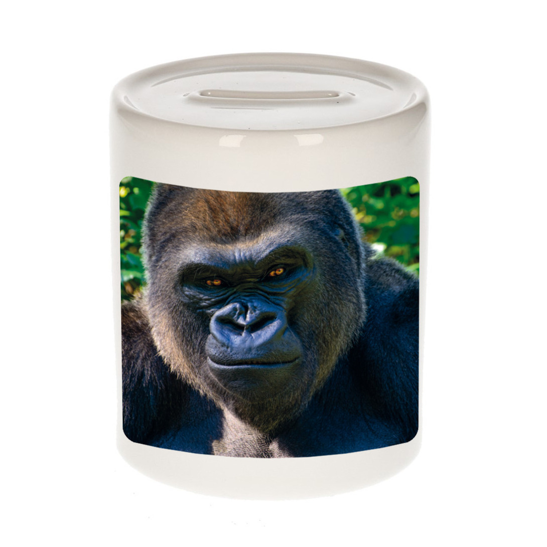 Foto stoere gorilla spaarpot 9 cm Cadeau gorilla apen liefhebber